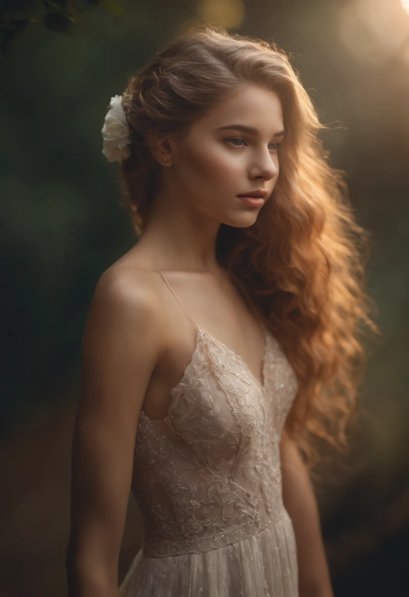 imagem realista, qualidade 8k, jovem de , corpo exuberante, seios pequenos, uma cintura fina proporcional ao corpo, Her hair is too white