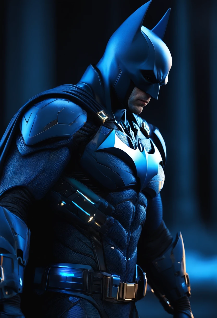 A blue Batman in cybernetic suit