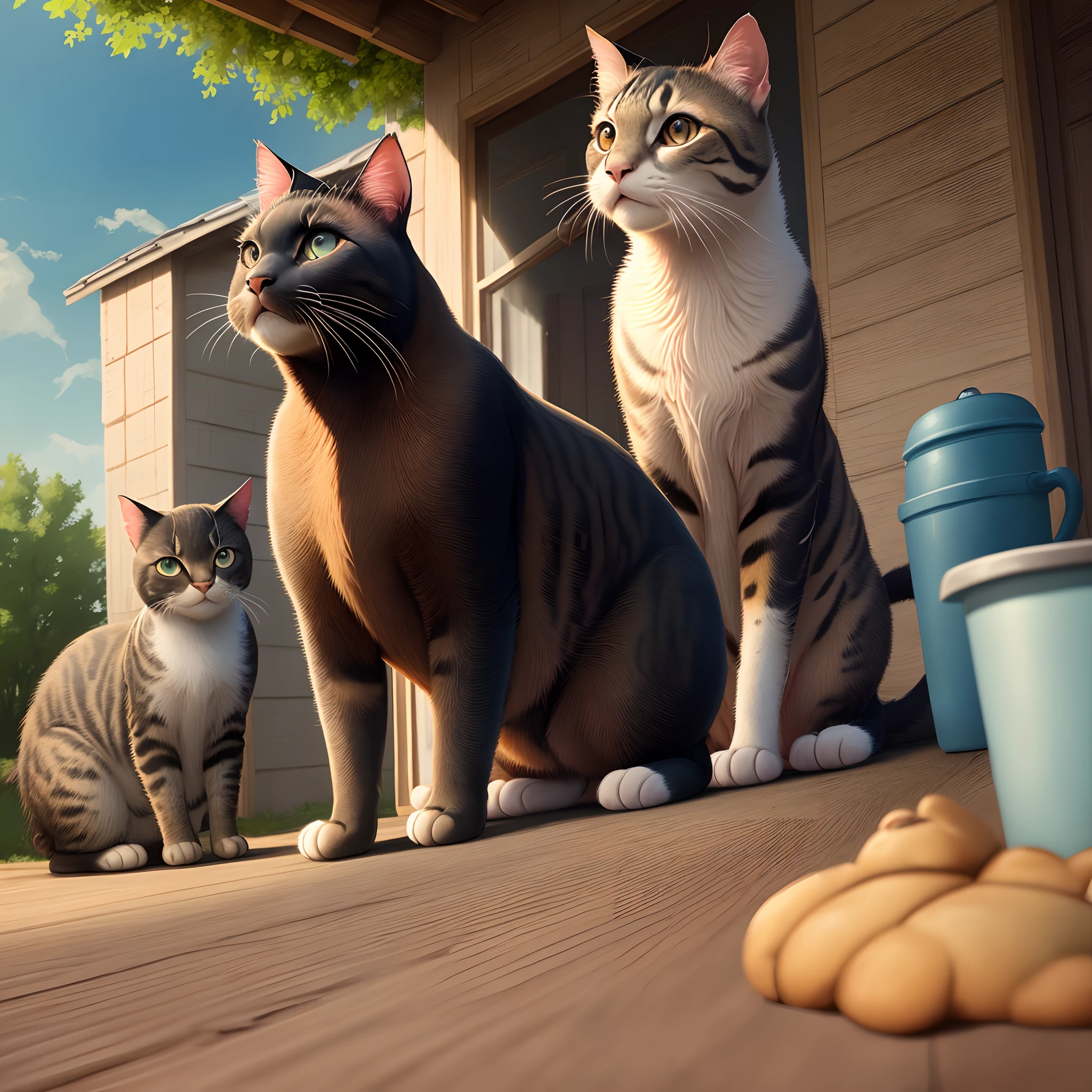 A Disney Pixar movie poster with “barn kitty” as title, black tortoise shell cat on porch looking up