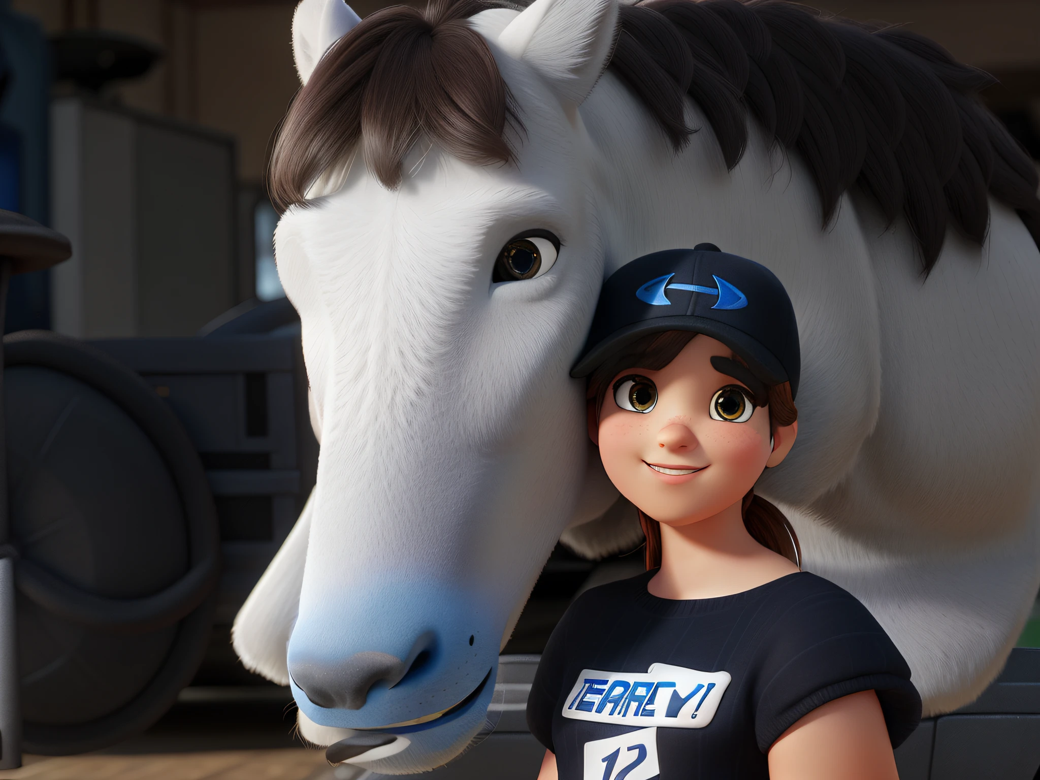 menina de 12 anos e seu cavalo no estilo pixar, melhor qualidade
