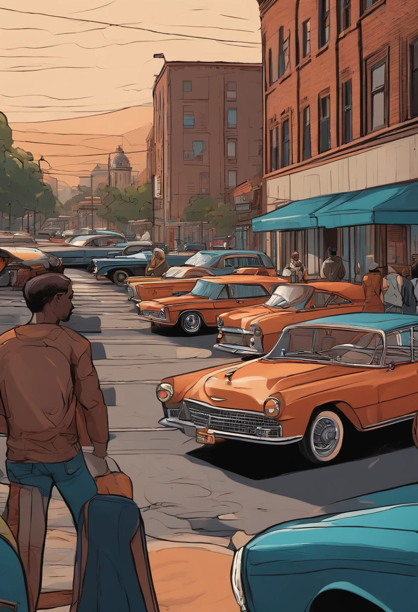 Illustration Style People Occupy Street Side Parking Lot，Usado para criar e descansar