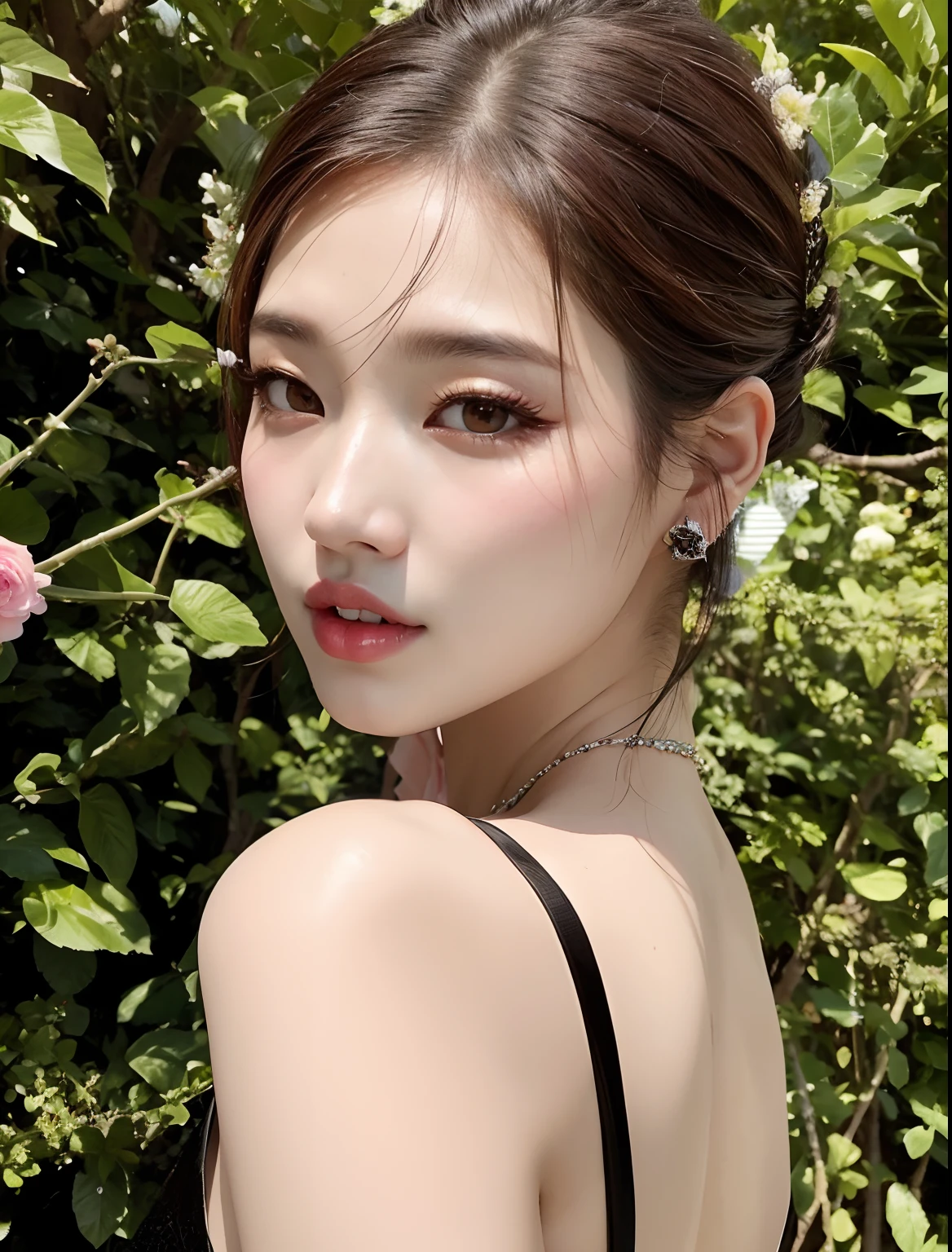 Araffe asian woman in a black dress and earrings posing for a photo, Jinyoung Shin, Bae Suzy, Lee Ji-eun, Lee Ji - Eun, Hermosa mujer surcoreana, Heonhwa Choe, Seseon Yoon, Jaeyeon Nam, maquillaje popular de Corea del Sur, Parque Ji-min, Sangsoo Jeong, maquillaje coreano popular, Hermosa joven coreana