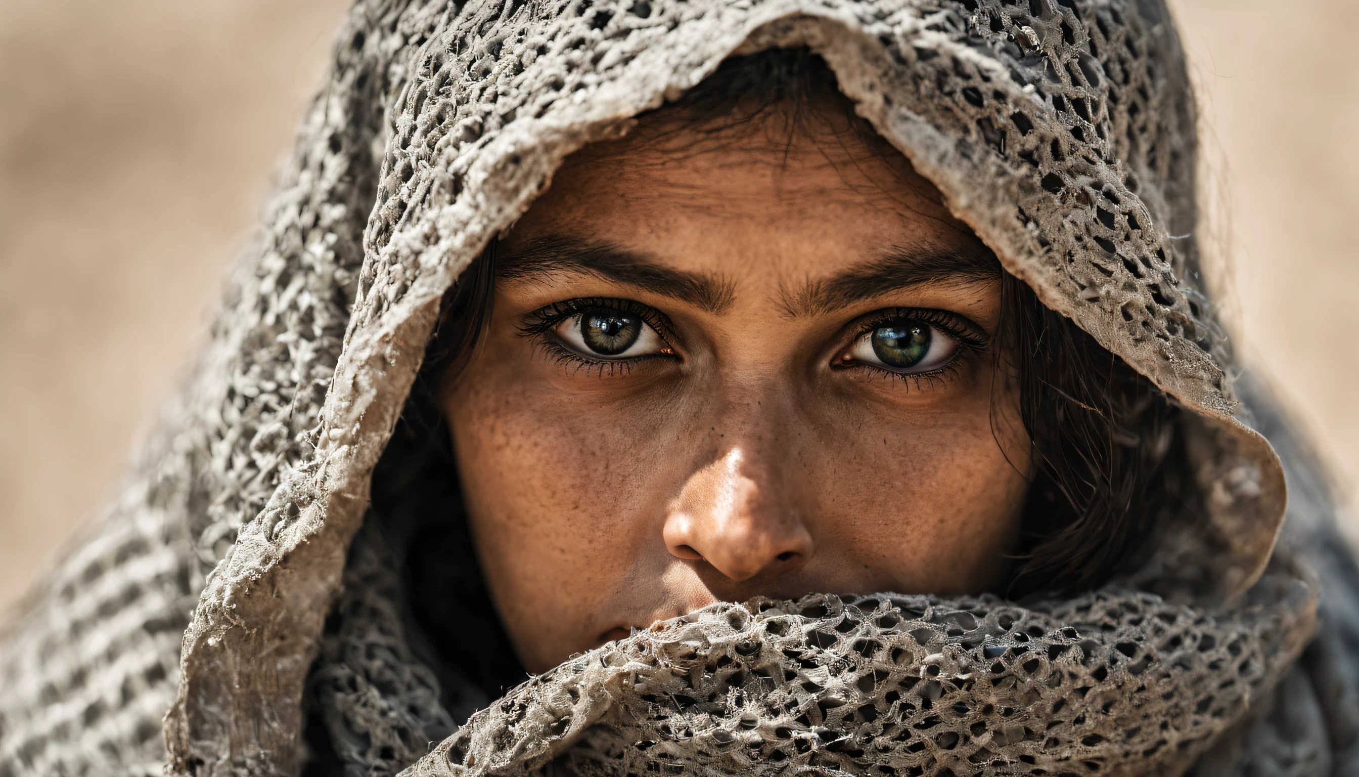 Photo of life awarded by National Geographic, from the Gaza Strip | Israel, Palestine war | full body view | highly detailed | high resolution | looking at the viewer with an intense gauze | predatory | hyper detailed eyes | sharp focus | natural light