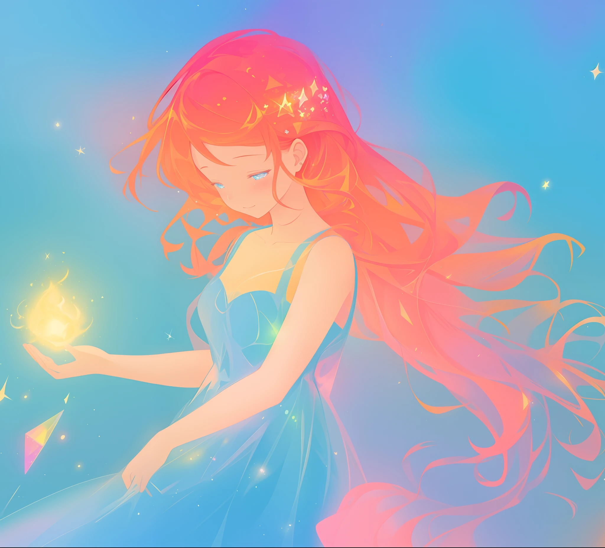 beautiful girl in colorful liquid dress, vibrant pastel colors, (colorful), magical lights, sparkling lines of light, inspired by Glen Keane, inspired by Lois van Baarle, disney art style, by Lois van Baarle, glowing aura around her, by Glen Keane, jen bartel, glowing lights! digital painting, flowing glowing hair, glowing flowing hair, beautiful digital illustration, fantasia background, whimsical, magical, fantasy, beautiful face, ((masterpiece, best quality)), intricate details, highly detailed, sharp focus, 8k resolution, sparkling detailed eyes, liquid watercolor