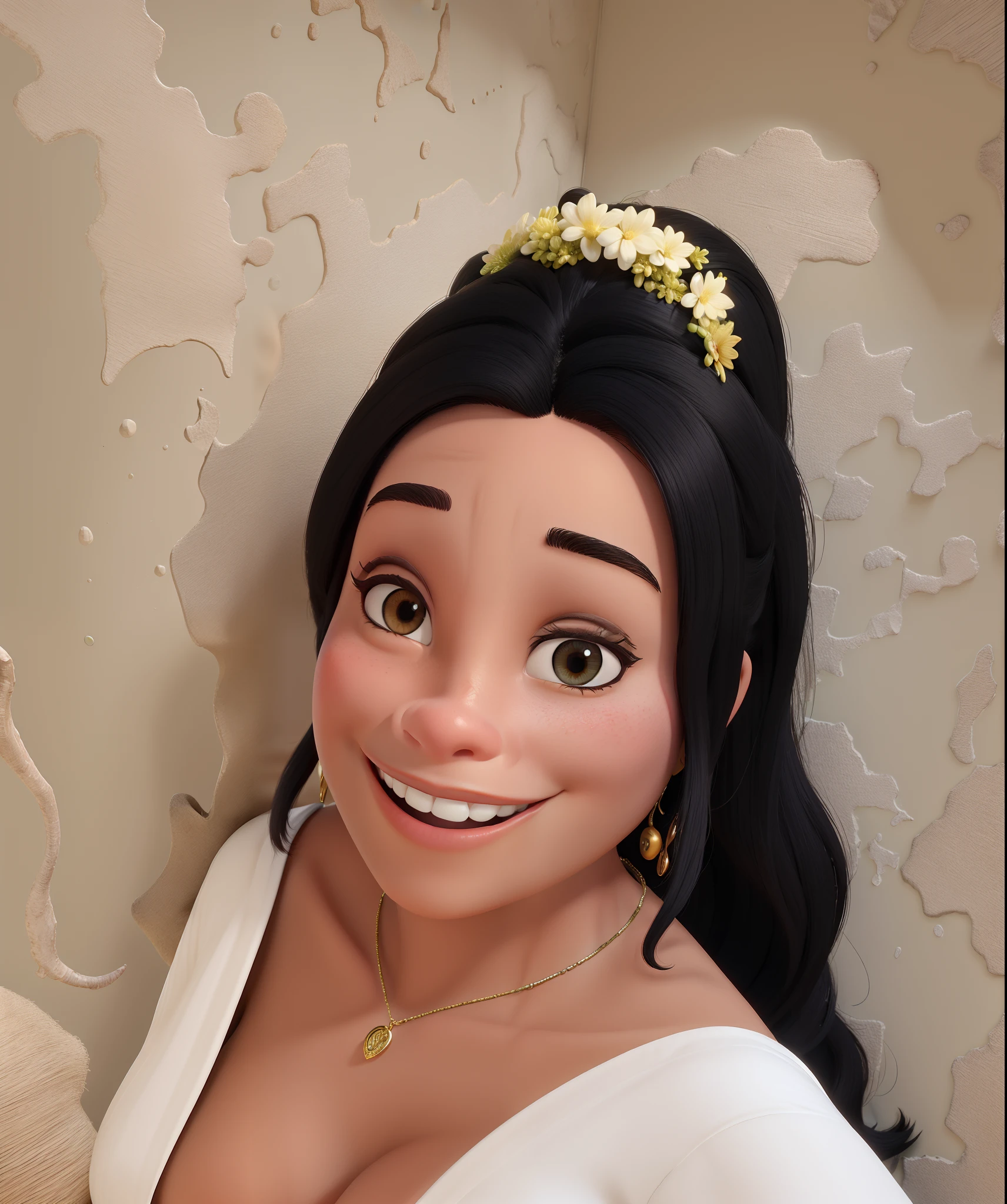 Obra-prima, de melhor qualidade, uma mulher estilo disney pixar, cabelo preto e pele branca