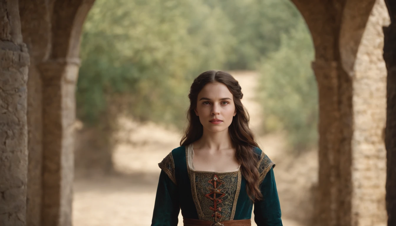 A Girl Standing With Dark Background On Very Beautiful Girl Of Medieval Time