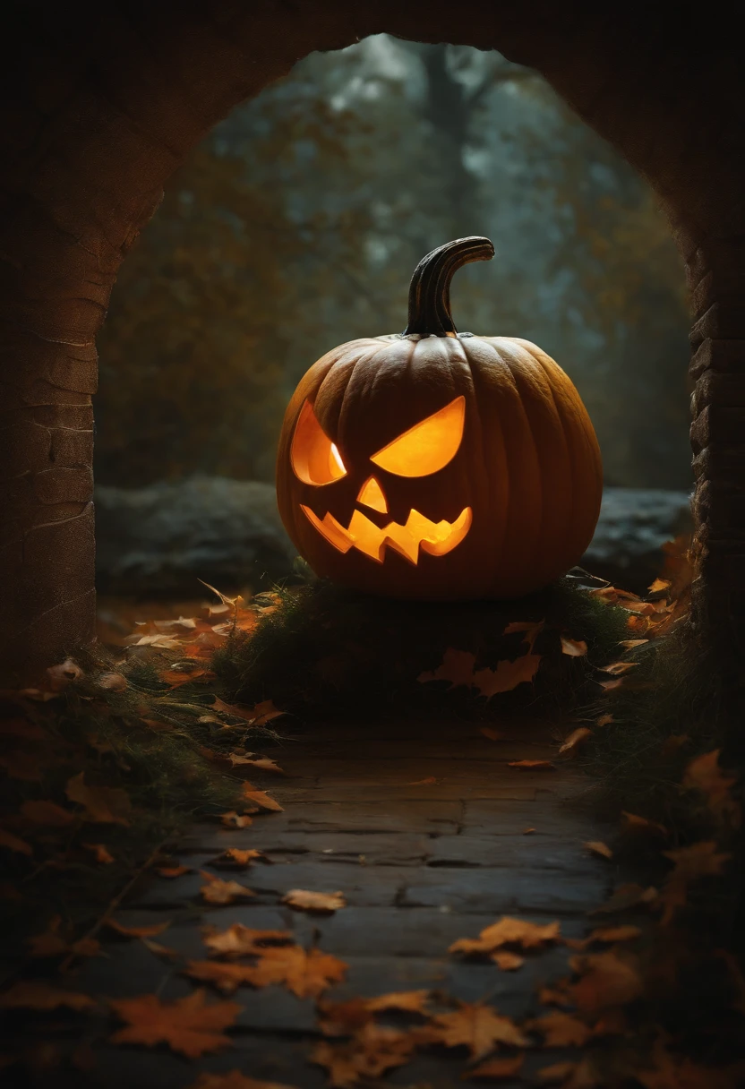 Halloween Pumpkin Bright Light Eyes, Biomechanicals, estranho, assustador, Pesadelo, cores muito brilhantes, light particles, com luz brilhante, Mshiff, Arte do papel de parede, Papel de parede UHD