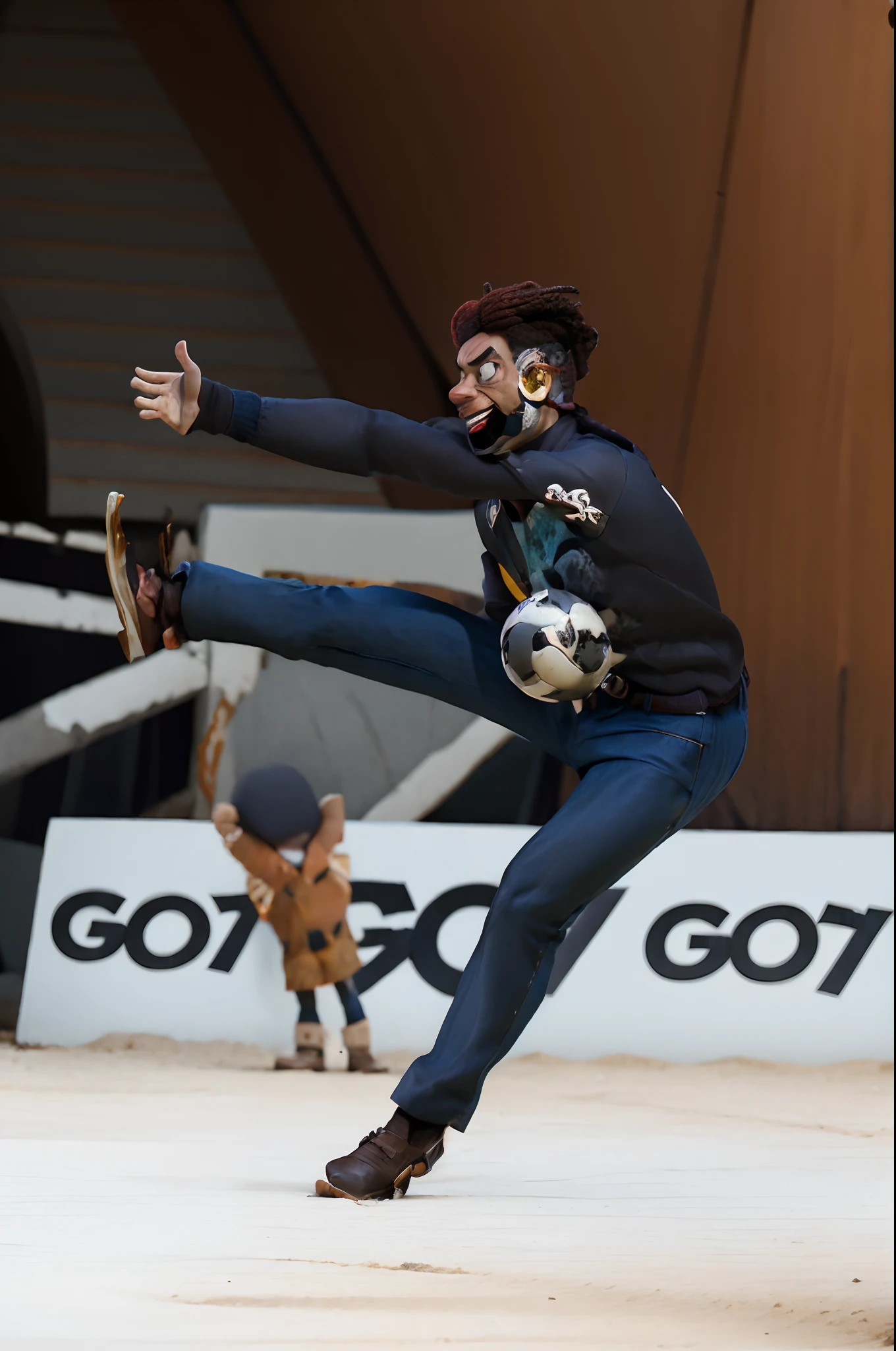 Homem Negro, com cabelo nudread , goleiro de handebol no estilo pixar