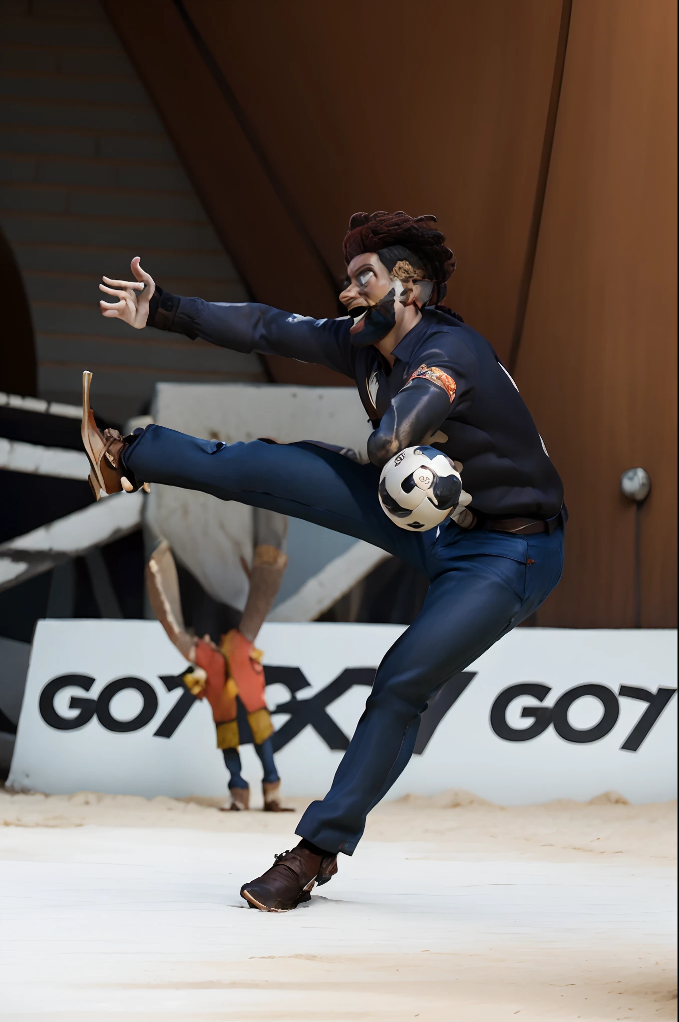 Homem Negro, com cabelo nudread , goleiro de handebol no estilo pixar