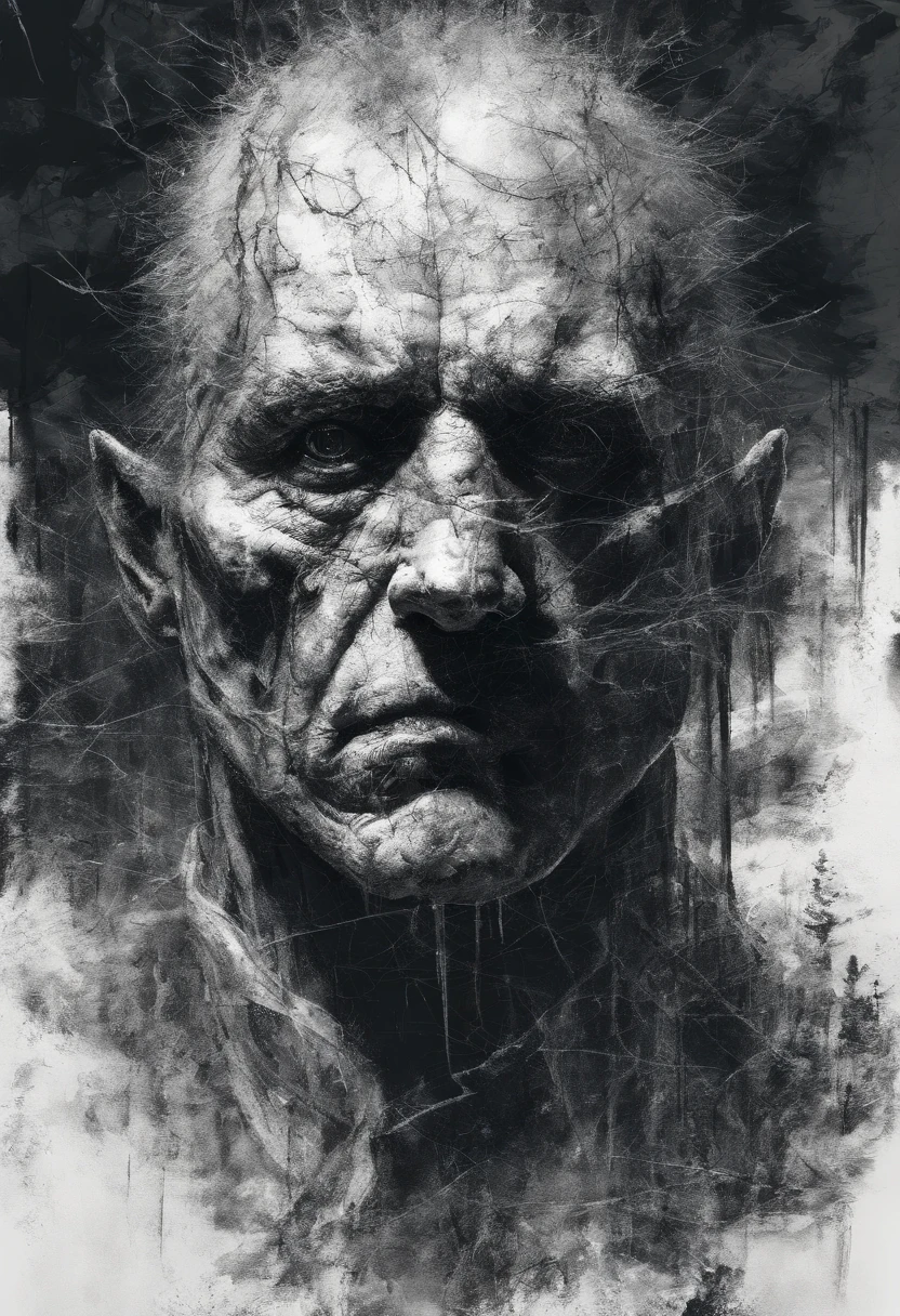 homem triste, caminhando, coelho (franco)de Donnie, Standing position, beleza abstrata, nearing perfection, triste, desespero, Dynamic, altamente detalhado, liso, foco nítido, 8k, high-definition resolution, illustration, arte de Carne Griffiths e Wadim Kashin, fundo branco