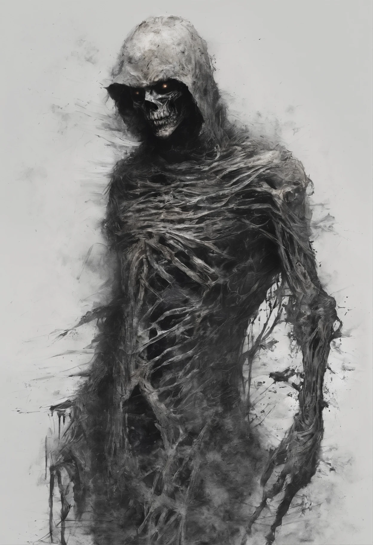 homem triste, caminhando, coelho (franco)de Donnie, Standing position, beleza abstrata, nearing perfection, triste, desespero, Dynamic, altamente detalhado, liso, foco nítido, 8k, high-definition resolution, illustration, arte de Carne Griffiths e Wadim Kashin, fundo branco