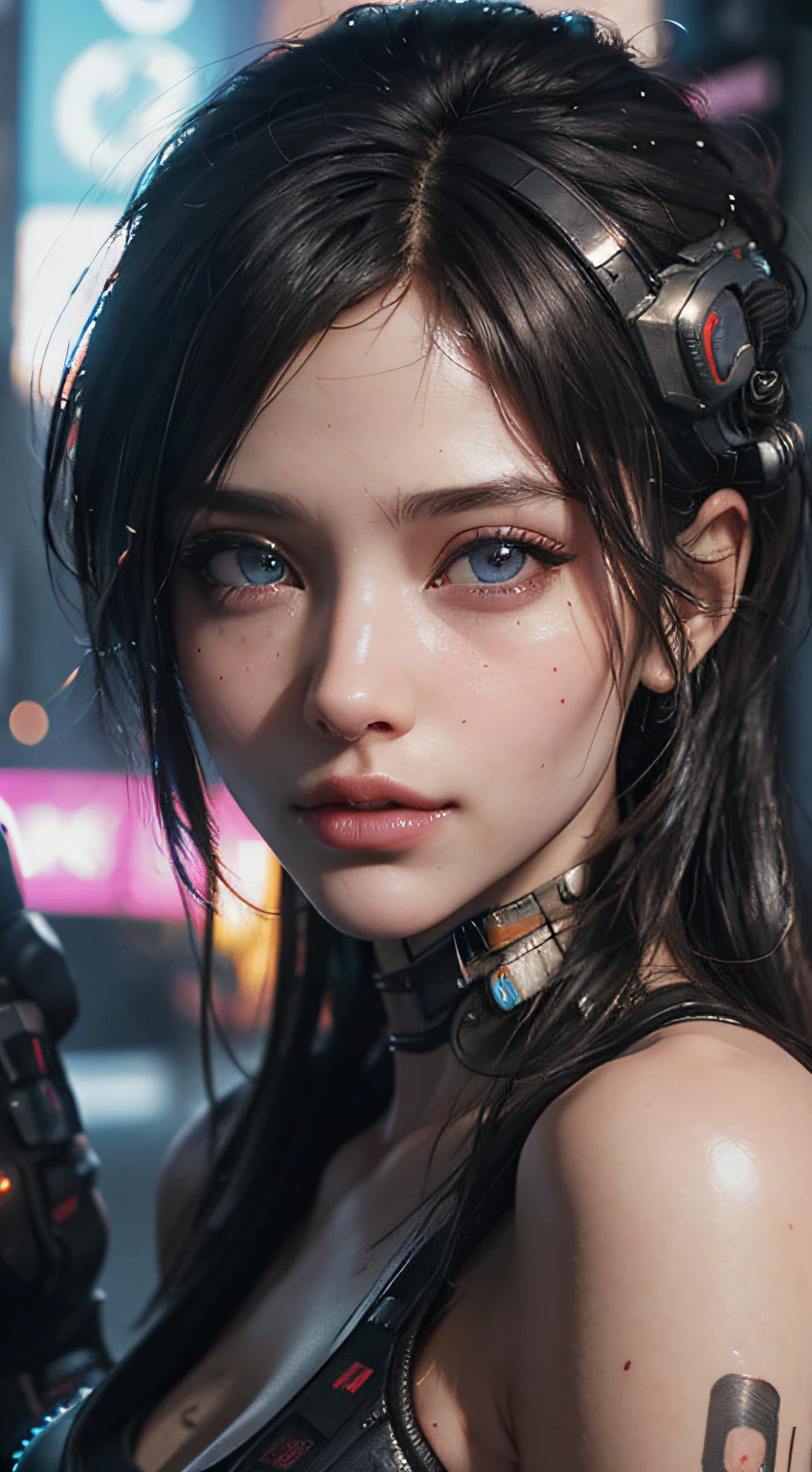 (Best Quality,4K,8K,hight resolution,masutepiece:1.2), Ultra-detailed, (Realistic,Photorealistic,Photorealsitic:1.37), (Beautiful detailed eyes, Beautiful detailed lips, extremely detailed eye and face, long eyelashes), Studio Lighting,Physically-based rendering,Vivid colors, (Cyberpunk:1.5),