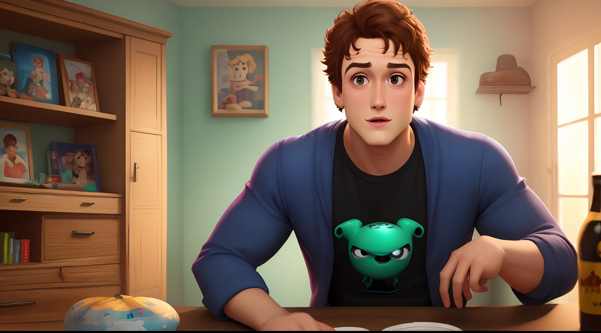 Um homem no estilo disney pixar