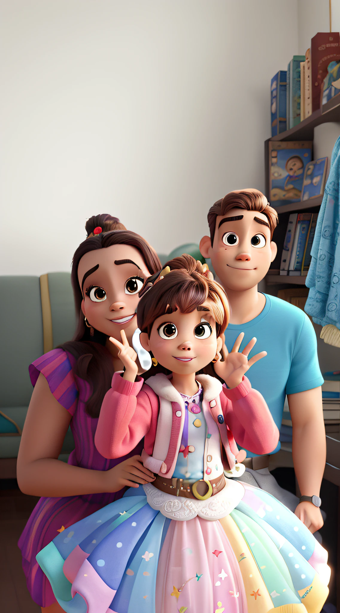 A Disney Pixar-style family, alta qualidade, melhor qualidade