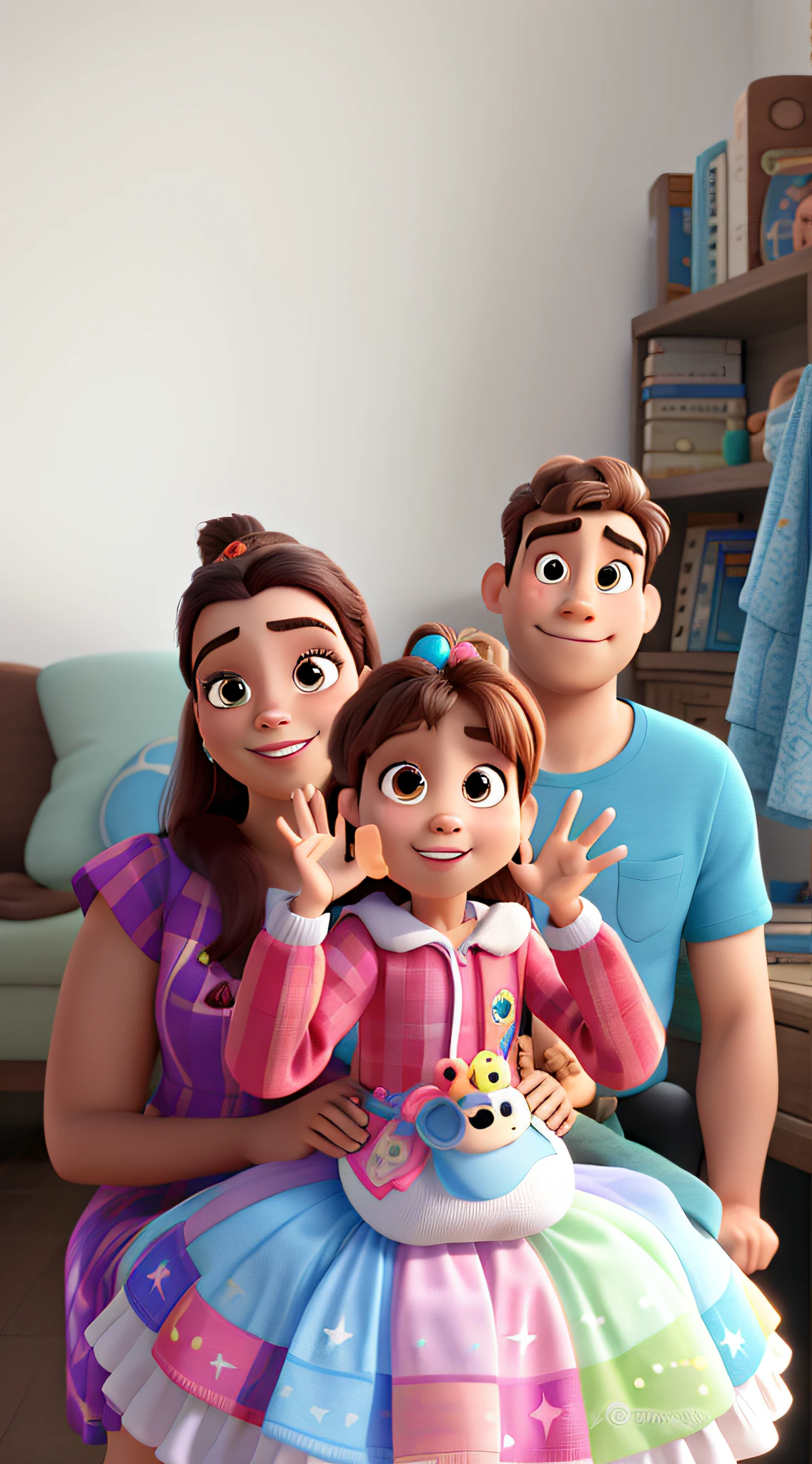 A Disney Pixar-style family, alta qualidade, melhor qualidade