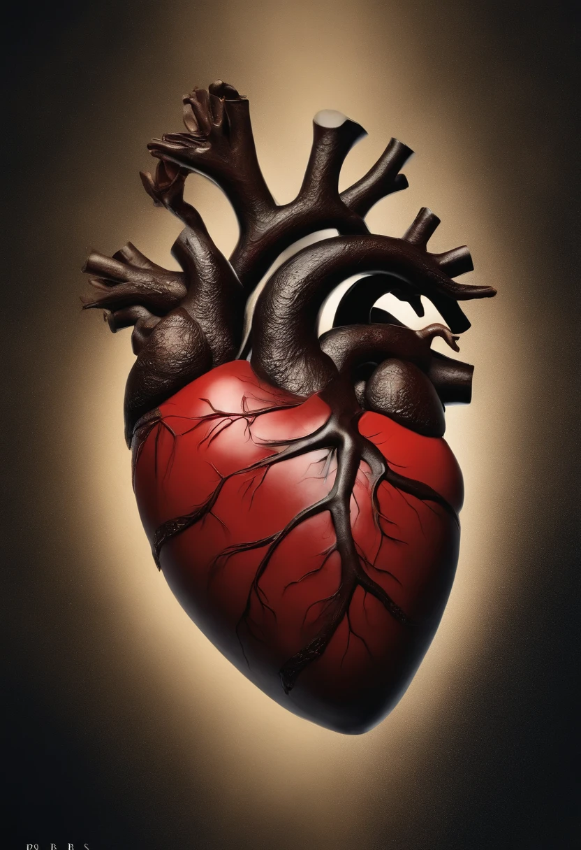 Por favor, Generate an image that depicts a human heart formed from a combination of flesh, barro e pedra. The heart must be wrapped in chains that hold it firmly, Representing strength and vulnerability at the same time. Ademais, I wish there were colorful lilies around the heart, adding a sense of beauty and life in contrast to the harsher elements. The image should convey a feeling of duality between fragility and resistance, and also a mixture of organic and inorganic elements. Por favor, Be creative in the depiction of this scene.