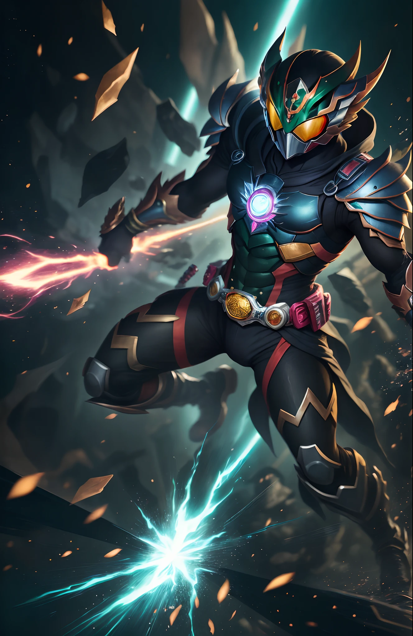 Kamen Rider OOO ,Tatoba Combo (Tatva Combo, Tatoba Konbo), also known as the Multi Combo (Multiple Combos, Fukusū Konbo), is the default combination of OOO accessed using the Taka, Tora, & Batta Core Medals. In this form, OOO is armed with the Toraclaw gauntlets, and can transform his legs into Batta Legs to reach enemies that are out of his reach, such as ones that can fly. This combo is also the most balanced in speed and power. --auto --s2