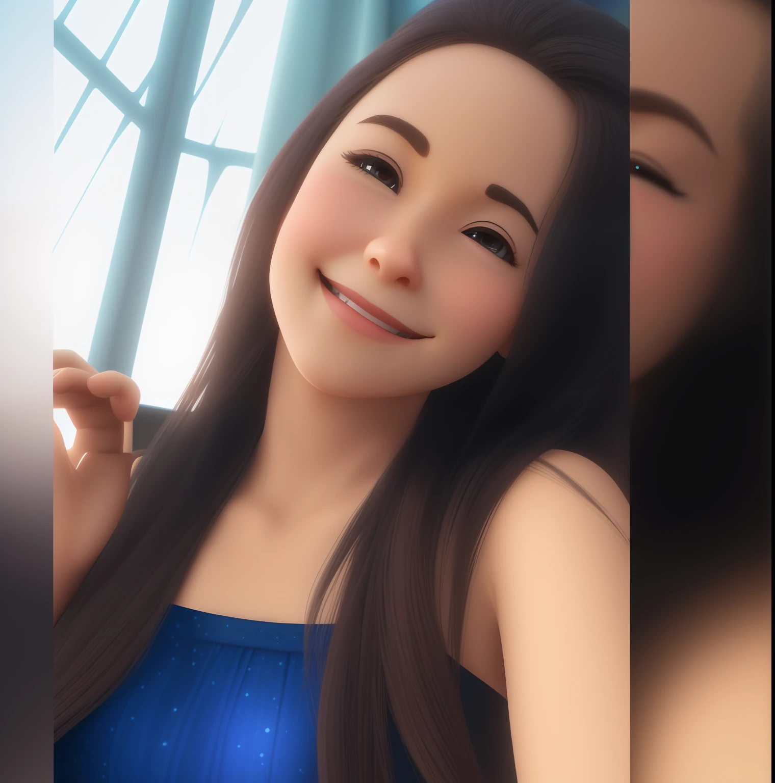 smiling face, hd, realistic, disney style, chibi style, 3d, 8k, full body