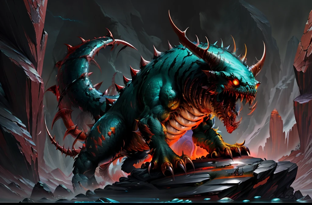 Demonic creature with sharp claws and claws on a rocky surface, Magic the Gathering Card Art, Magia da Arte do Encontro, MTG Arte, Magic : A Arte do Encontro, Magic the Gathering Arte, magic the gathering concept art, z'gok. 8 k hd resolution, fiend folio, Magic the Gathering ArtStyle, collectible card art, Giygas