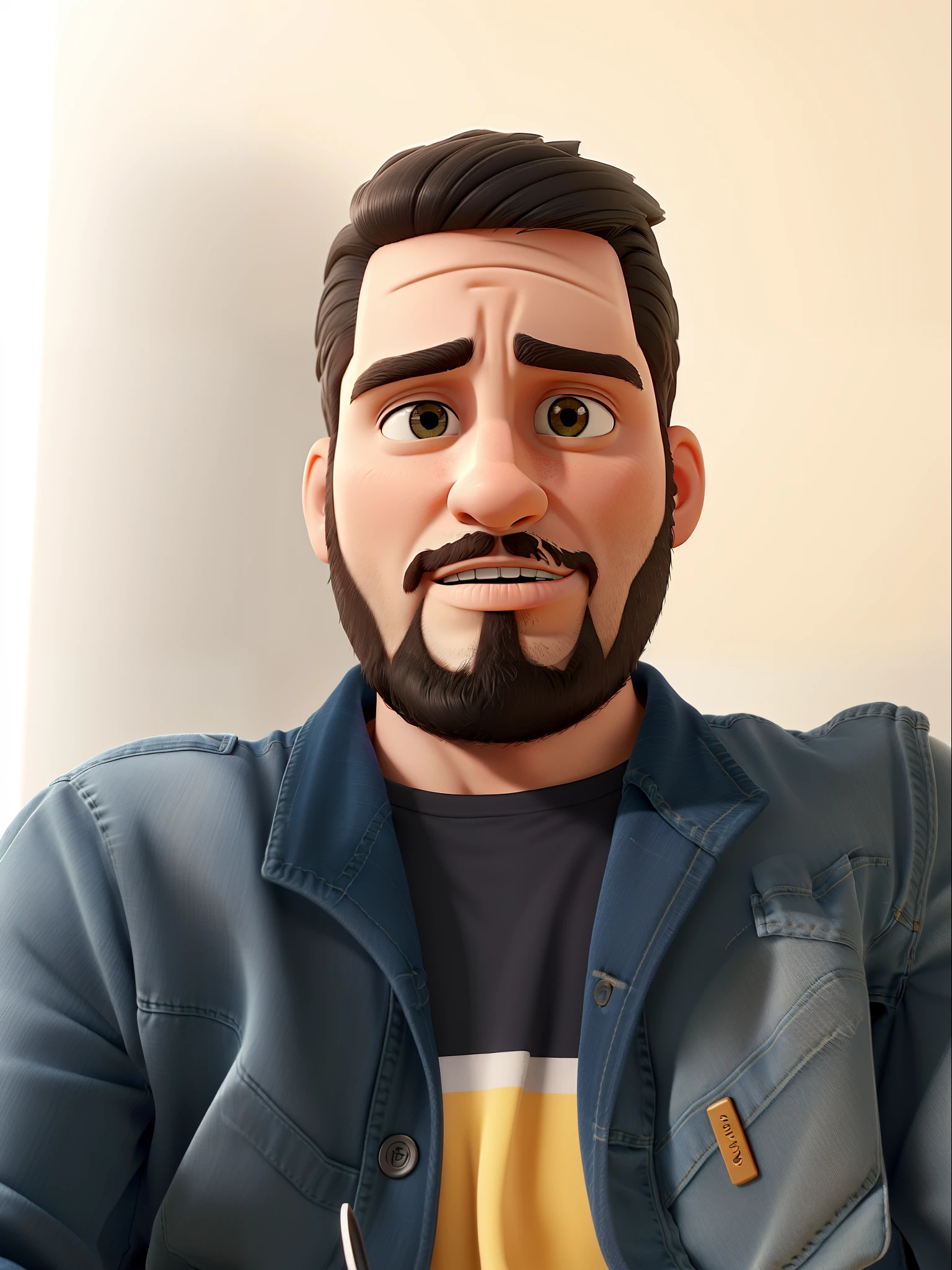 Um homem de 30 anos, dentro de um bar cheio de pessoas, sentado em um banco, playing the guitar, cantando em um microfone apoiado em um pedestal de microfone, with sad facial expression , wearing a white shirt and jeans