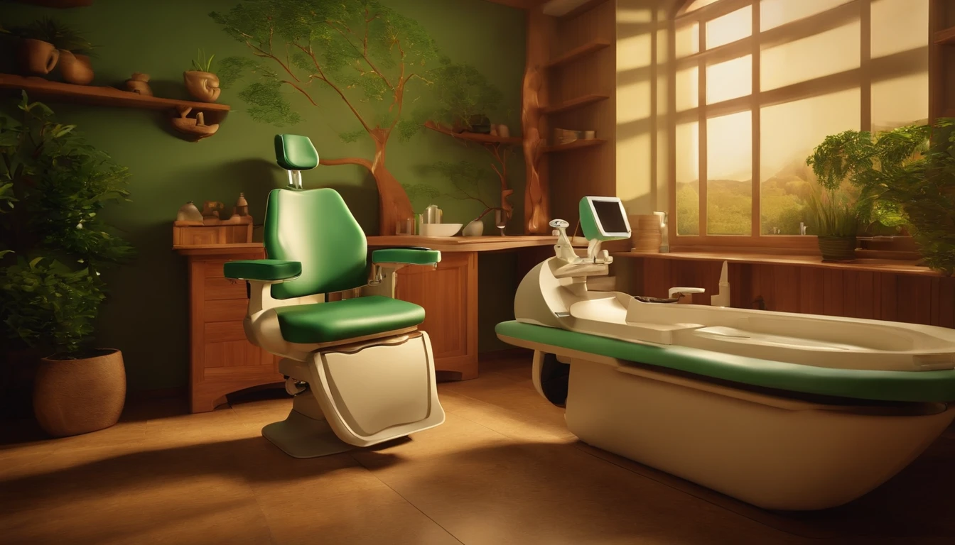 poster 3d inspirado na pixar/disney capturando uma cena com um homem de 28 anos,olhos castanhos claro,cabelo estilo americano claro, barba rala, usando seu jaleco preto, atendendo em seu consultorio odontologico muito animado,.O consultorio possui um ripado de madeira ao fundo,e uma parede verde com uma banca de marmore branca, tem equipamentos odontologicos, The dental chair is beige.