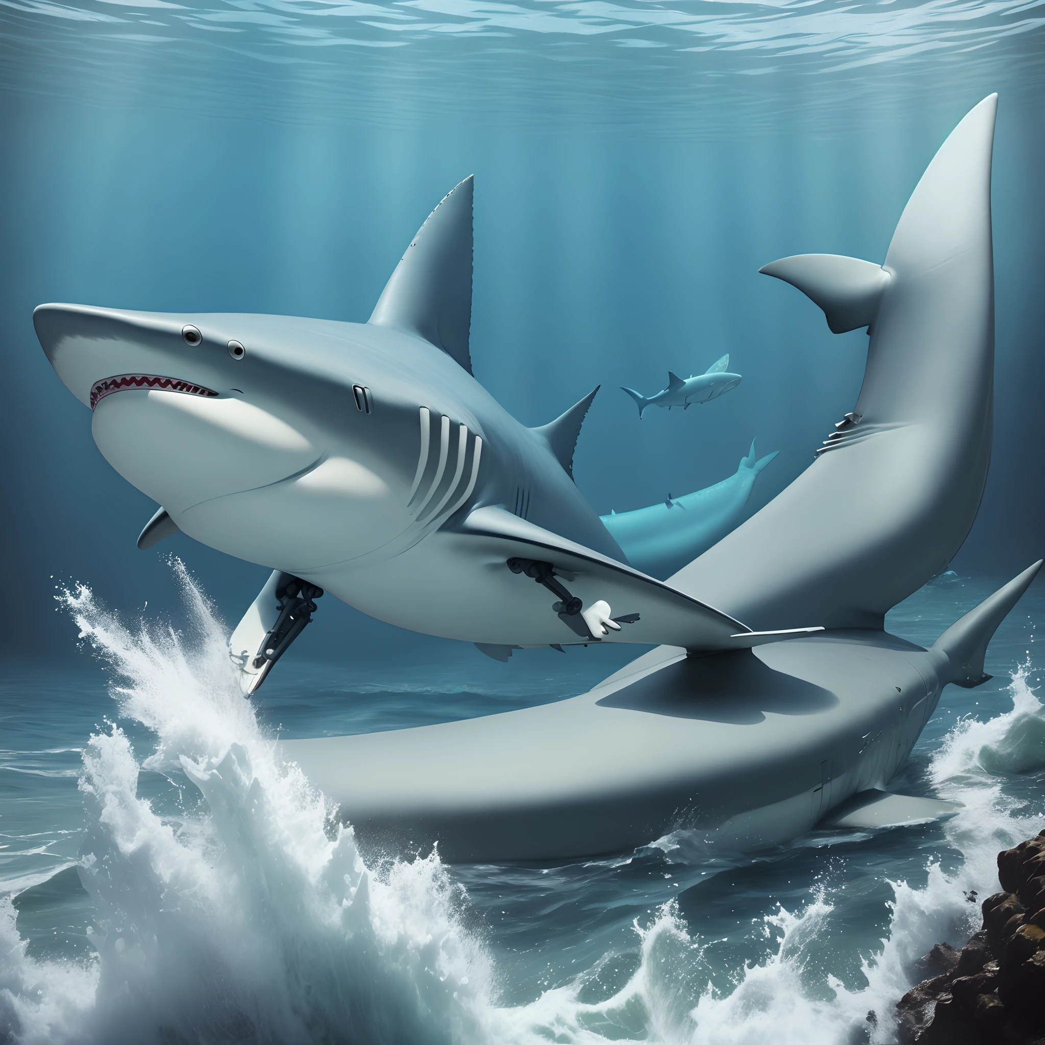 A shark with robot parts