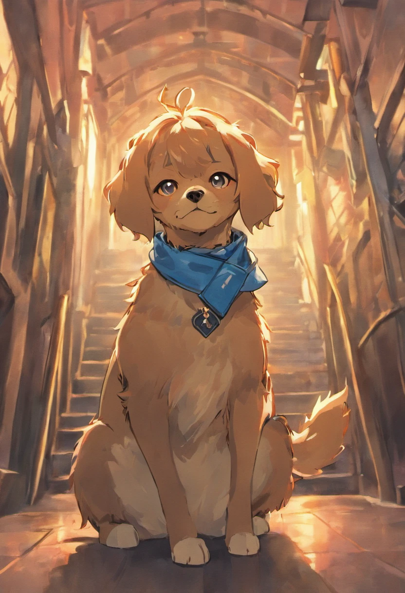 Come up with an illustration for the inscription "A dog is a man's friend".