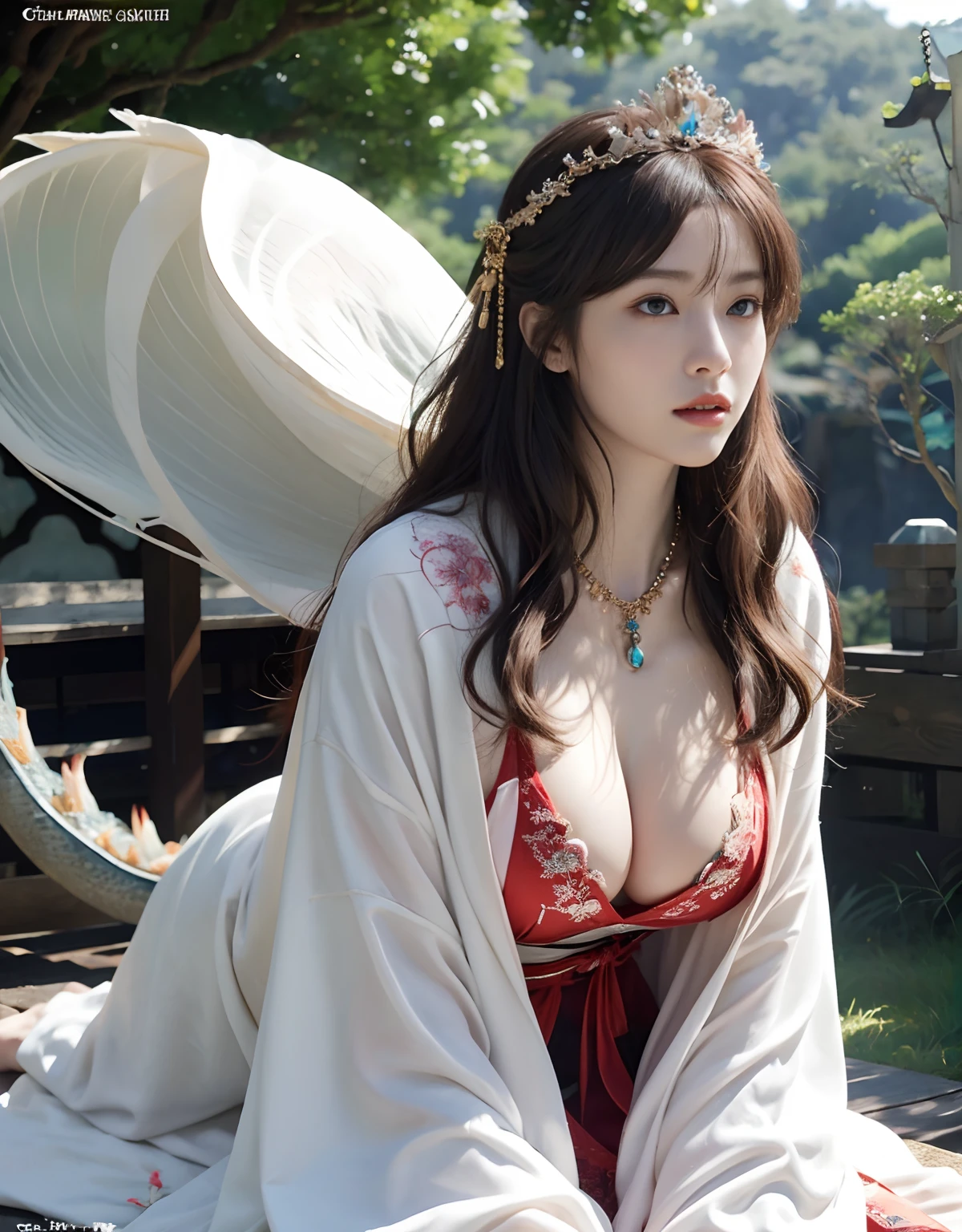 top-quality、masterpiece、超A high resolution、((Mystical expression))、(((Colossal tits))),Blue Dragon Armor、((Random Hairstyles 1.6),(Wearing a beautiful crown made of jewels),(Photorealsitic:1.4)、Raw photo、女の子1人、((((handsome hair))))、((Floral hair ornament))),glowy skin、(((Japan Dragon)))、(Gorgeous Jewelry Necklaces)、Natural remains、(Mystical expression)、(Full Body Angle)、(Fight big dragons)、With a beautiful knife、(((Mansuji))),(Pink Metal Bikini)、(beautiful forest background)、(((Precipitous cliffs)))、(Castle background)、((super realistic details))、portlate、globalillumination、(sexypose)、Shadow、octan render、(One-Eyed Scouter)、8K、ultrasharp、Colossal tits、Raw skin is exposed in cleavage、metals、Details of complex ornaments、Japan details、highly intricate detail、Realistic light、CGSoation Trends、Blue eyes、radiant eyes、Facing the camera、Precipitous cliffs、Toostock、(Full Body Angle)、(veils)、(((Heavy Big))),「listener」toView[Sutoru、nffsw、