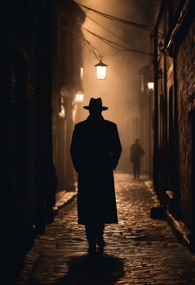 best quality,highres,ultra-detailed,realistic,photorealistic:1.37,hdr,uhd,studio lighting,sharp focus,professional,vivid colors,bokeh,portraits,horror,concept artists,[night],[mysterious],[tense],[sinister],dark alleyway,[creepy shadows],foggy atmosphere,[ominous atmosphere],[haunting ambience],[gloomy setting],[eerie lighting],figures in the shadows,[silhouette-like figures],[mysterious men],[ghostly presence],[unseen threat],[faint outlines],FBI agents,[cloak and hat],[dark suits],walking in formation,five men,[intimidating],ghostly appearance,[hovering above ground],sinister smiles,[piercing eyes],[glowing eyes],mysterious aura