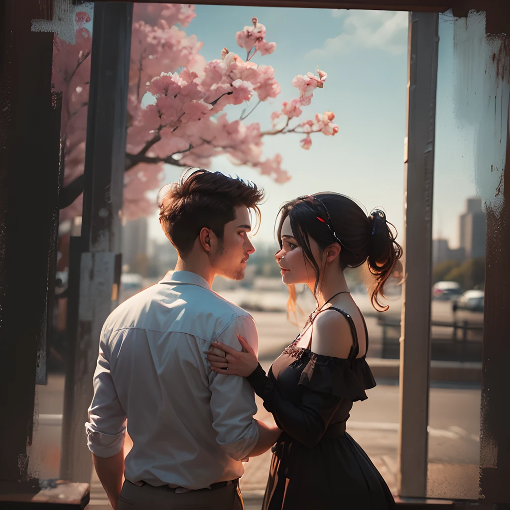 rough oil painting of a couple in love, photogrphic, --auto --s2