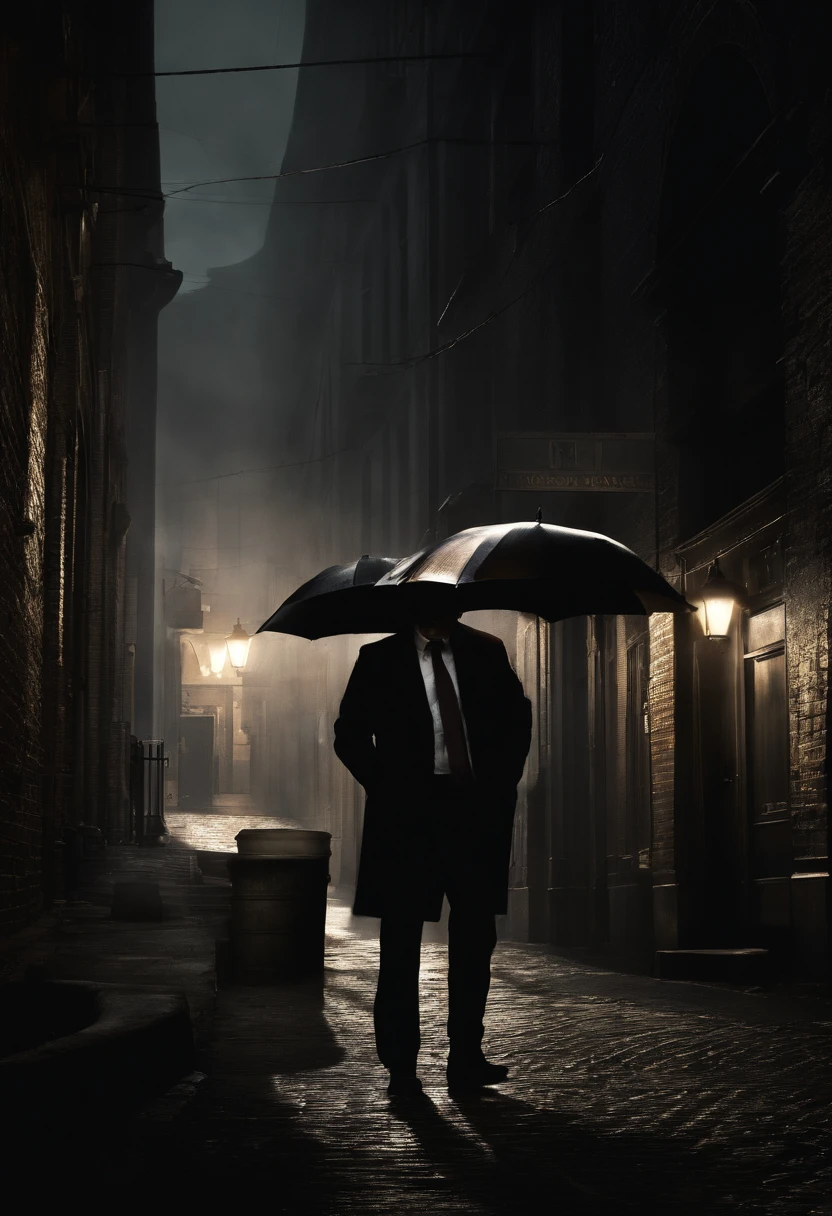 (best quality, highres:1.2), ultra-detailed, realistic:1.37, HDR, eerie street, animification, five FBI agents, shadowy figures, creepy atmosphere, dark lighting, mysterious alleyway, intense expression, suits, badges, stealthy motion, tension, thriller, noir, monochrome color palette