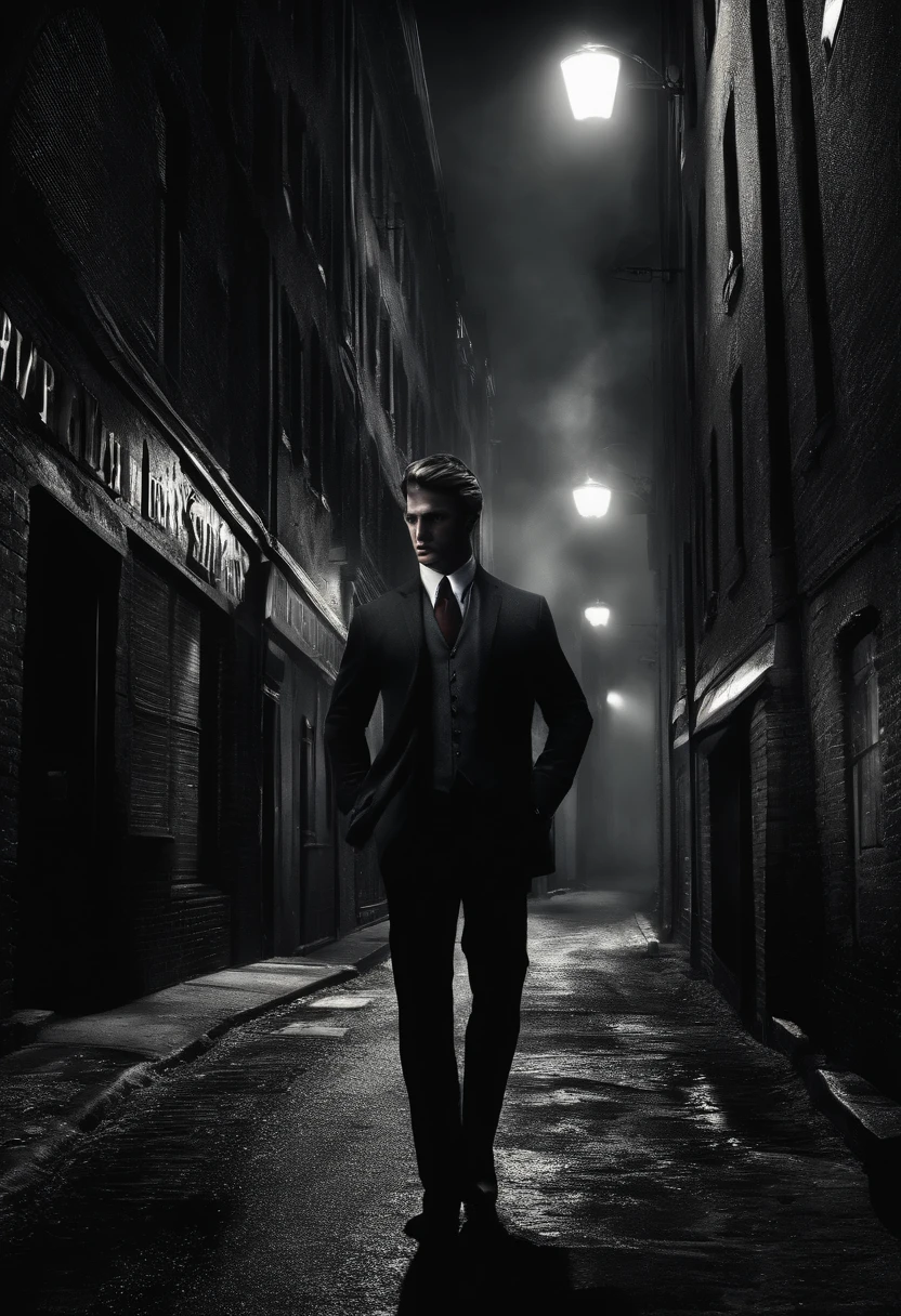 (best quality, highres:1.2), ultra-detailed, realistic:1.37, HDR, eerie street, animification, five FBI agents, shadowy figures, creepy atmosphere, dark lighting, mysterious alleyway, intense expression, suits, badges, stealthy motion, tension, thriller, noir, monochrome color palette