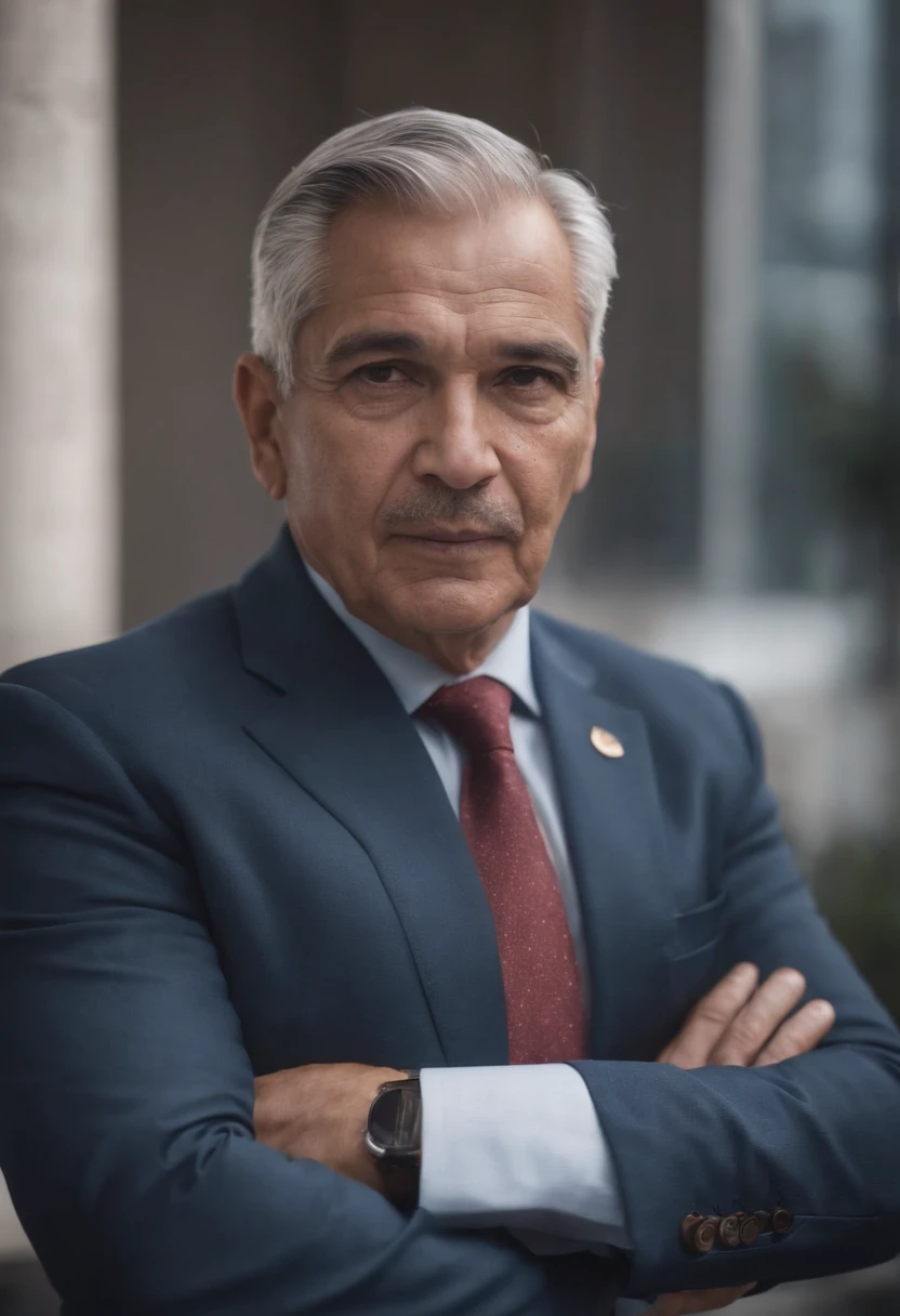 Un consultor en Seguridad, masculino, raza latina, of 50 years, con traje y celular