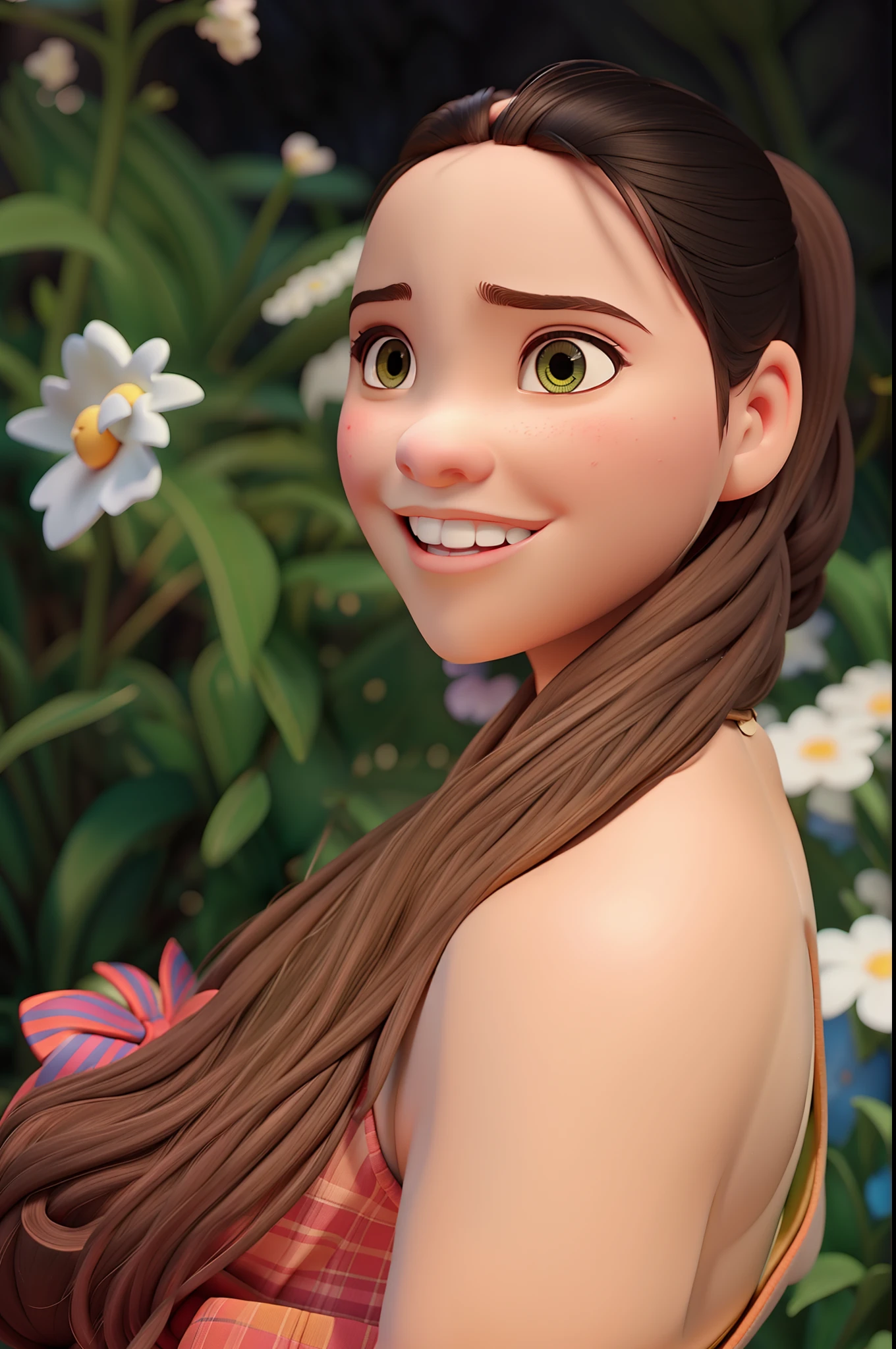 uma menina no estilo pixar da disney, alta qualidade