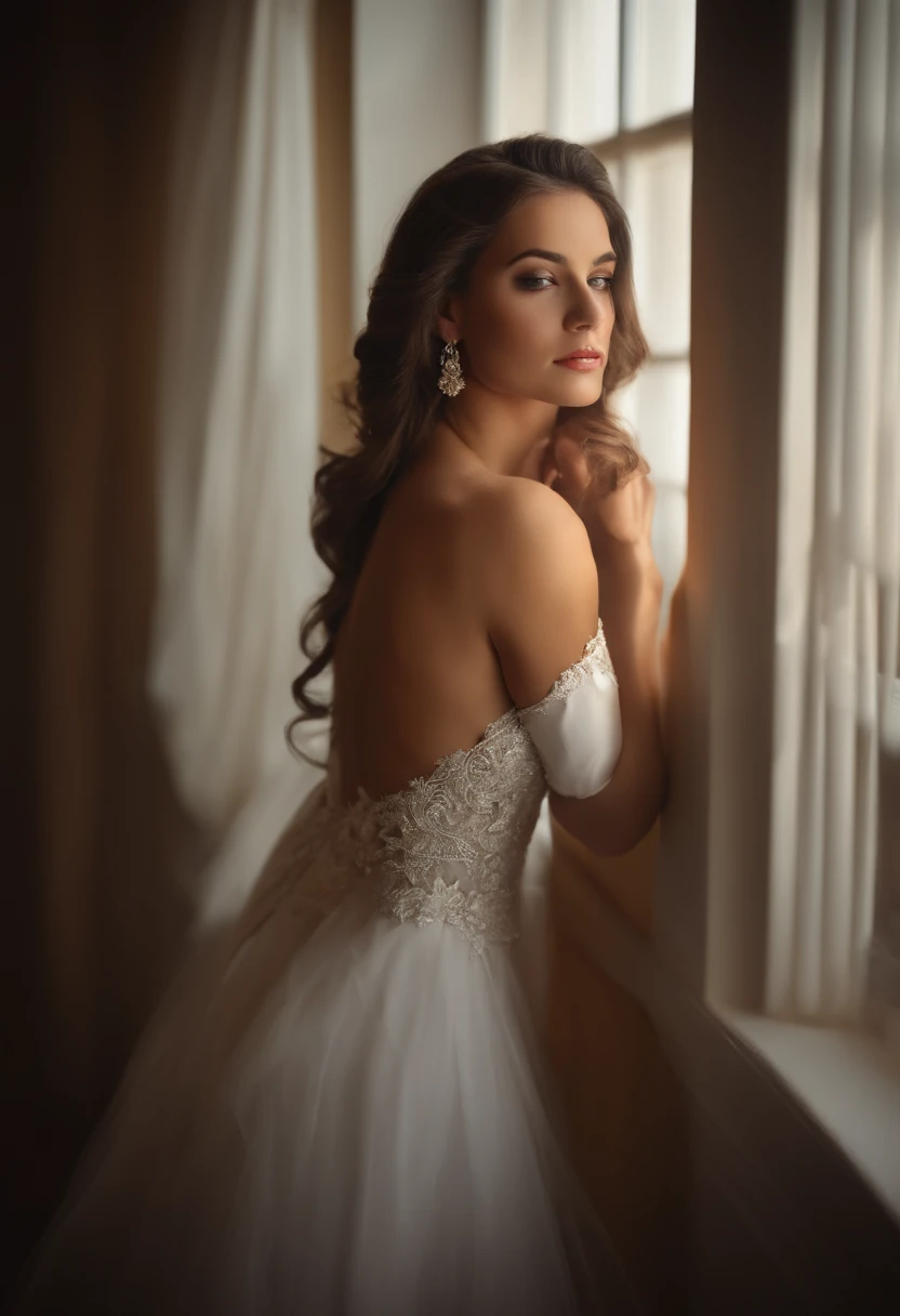 best quality, master part, Ultra high resolution, (Realismo: 1.4), foto original, 1girl, Vestido conservadoramente, Desgaste de Enfermagem, film lighting, seios grandes, Cobrir peito