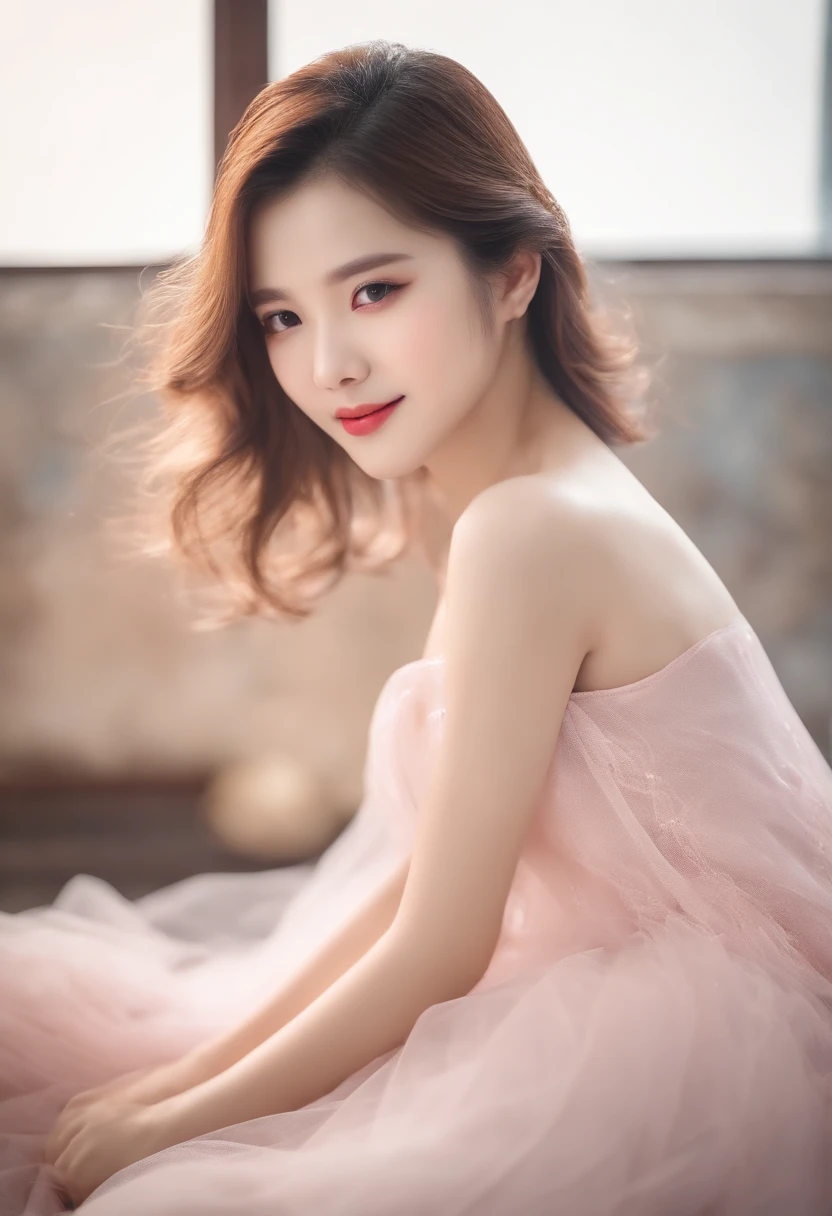 (from behind), small breasts, (flat chest), (drooling), (wet), (expressionless), (tears), gentle and attractive Chinese beautiful girl, 10 years old, delicate and sexy collarbone, Attractive oval face, double eyelids, smart peach blossom eyes, pink lips, small nose, bare shoulders, focus on the face, chest close-up, ultra high definition, super detail, fresh and impressive, being penetrated in vagina by a dog using it's penis