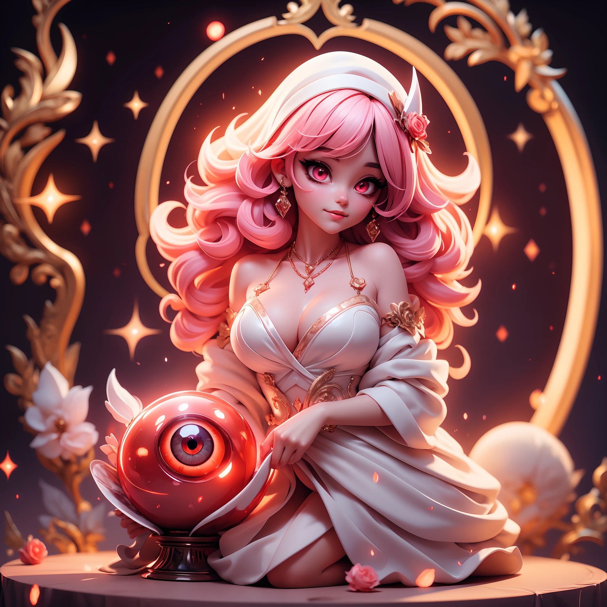 (Absurdres:1.2), a beautifully detailed cute devil's eye of desire and affection, shimmer light, love aura, approaching perfection, ultra-high quality, heart of desire. cinematic lighting, volumetric lighting, 8k resolution