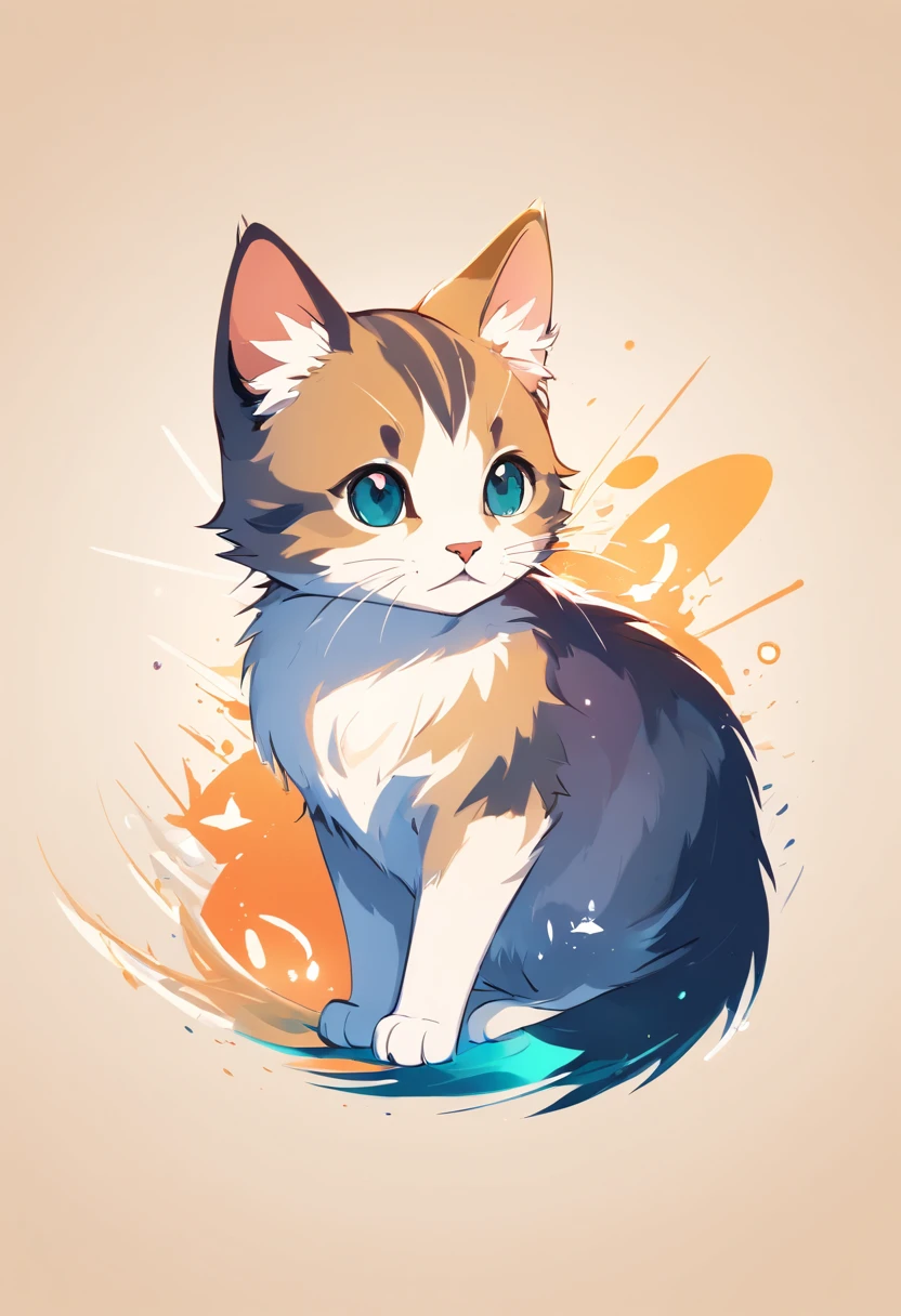 logotipo colorido, Minimalist Cute Kitten Head Vector Logo Illustration Logo, frente, magia, Rede de design, Mou, Monochrome color, Splash Colorido com Tinta Magia Negra, Design de camisetas, Estilo Studio Ghibli.O design deve ser arte vetorial . Usando o Adobe Illustrator, Criar uma limpeza, logotipo simples, mas cativante. Mantenha o design focado no olho do gato, Capture sua singularidade e charme. The logo should evoke a sense of sophistication and tranquility. The emphasis on low-poly style adds a touch of luxury. The overall aesthetic should be elegant and elegant, Relevante para os objetivos da sua marca e logotipo, fundos pretos, ((Simemeter))　It's a kitten