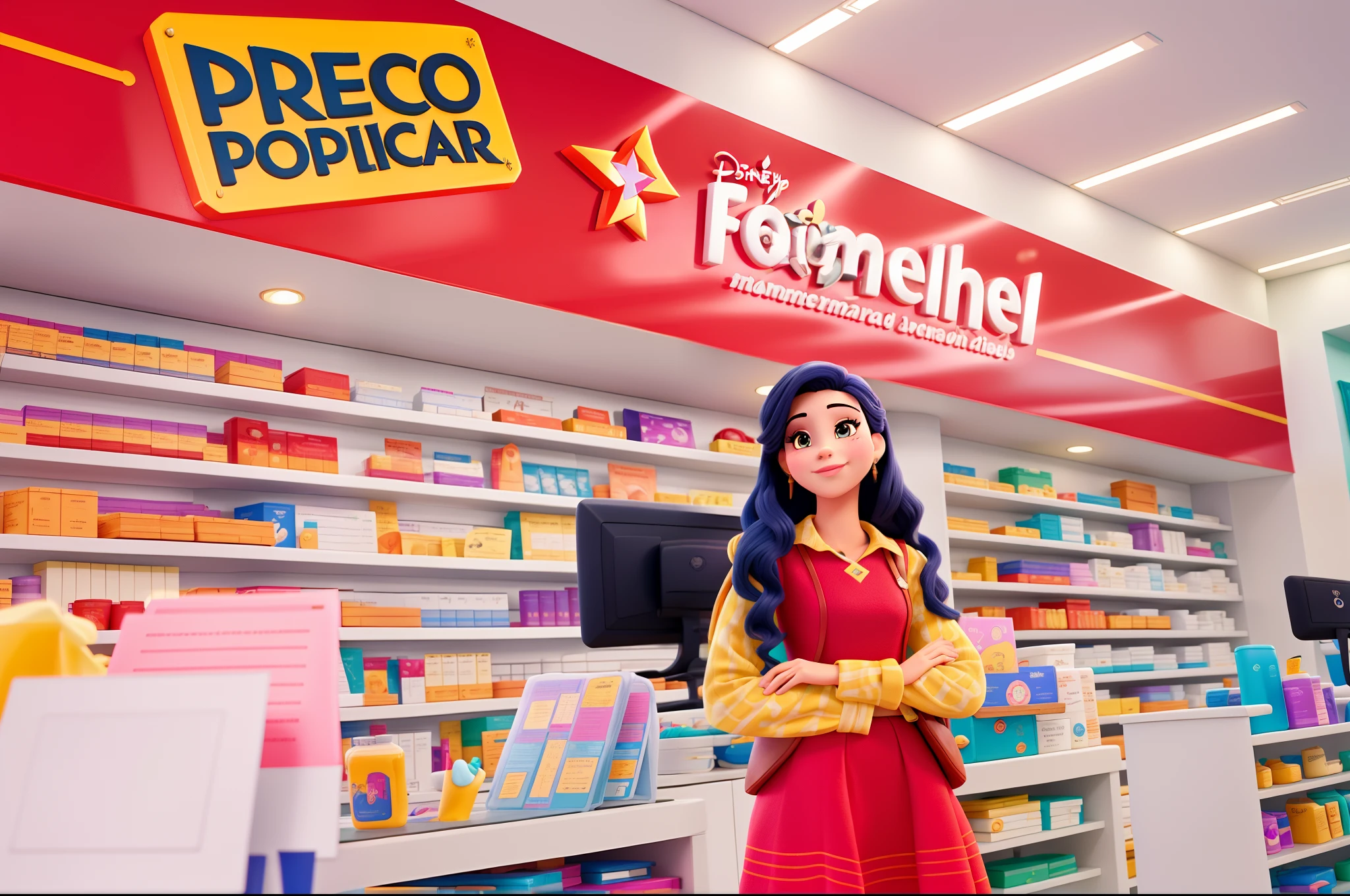 MULHER ESTILO DISNEY PIX MELHOR QUALIDADE, ALTA QUALIDADE. PRESERVA O FUNDO, FARMACEUTICA