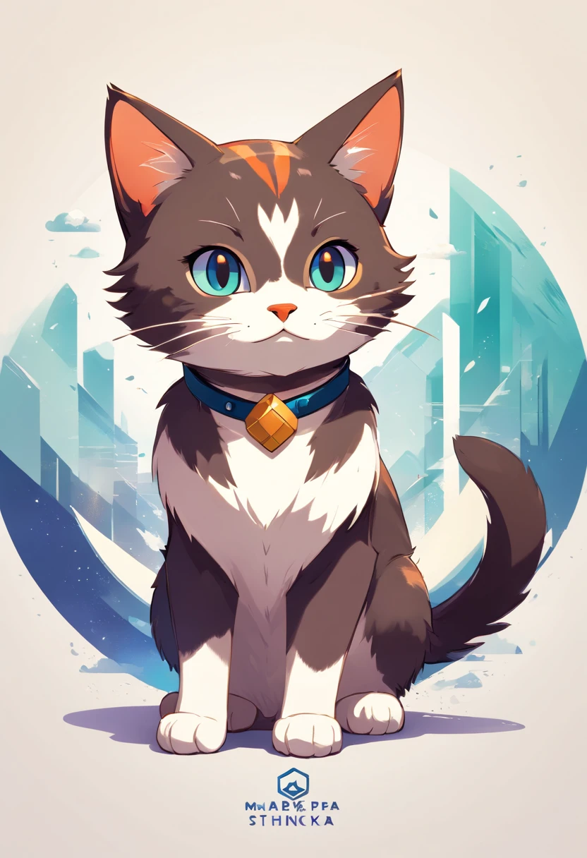 logotipo colorido, Minimalist Cute Kitten Head Vector Logo Illustration Logo, frente, magia, Rede de design, Mou, Monochrome color, Splash Colorido com Tinta Magia Negra, Design de camisetas, Estilo Studio Ghibli. Gato preto deitado em livros. O design deve ser arte vetorial . Usando o Adobe Illustrator, Criar uma limpeza, logotipo simples, mas cativante. Mantenha o design focado no olho do gato, Capture sua singularidade e charme. The logo should evoke a sense of sophistication and tranquility. The emphasis on low-poly style adds a touch of luxury. The overall aesthetic should be elegant and elegant, Relevante para os objetivos da sua marca e logotipo, fundos pretos, ((Simemeter)) It's a kitten