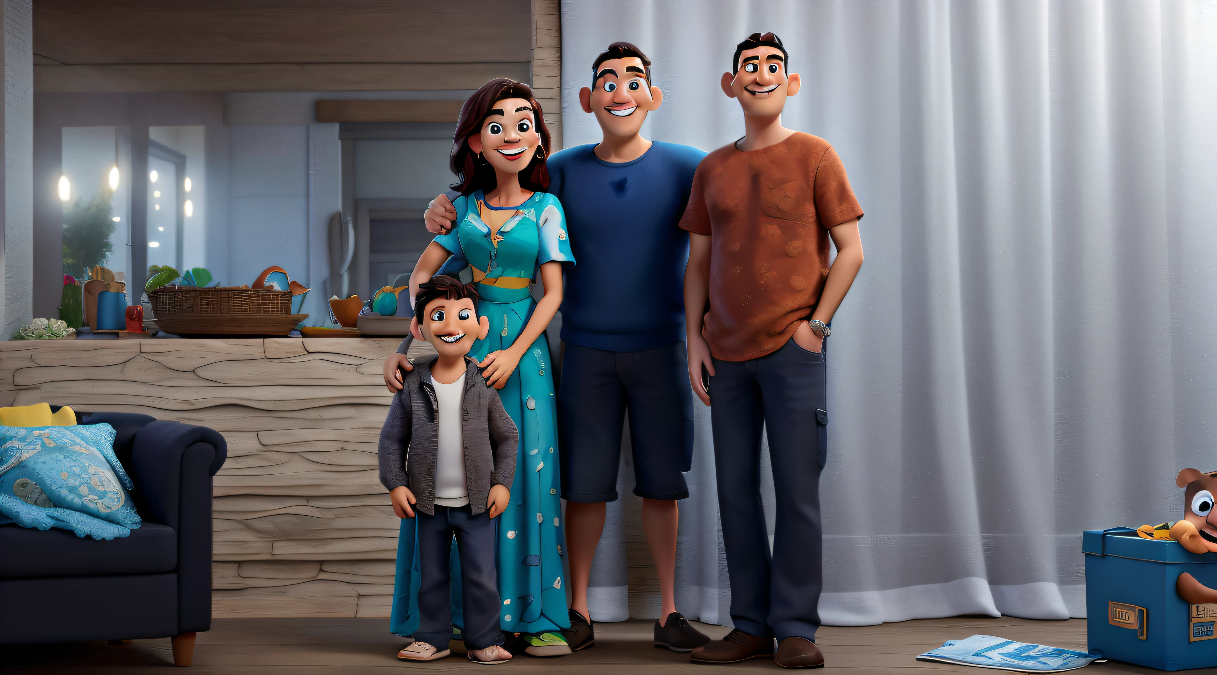 Uma familia estilo disney pixar, alta qualidade, melhor qualidade
