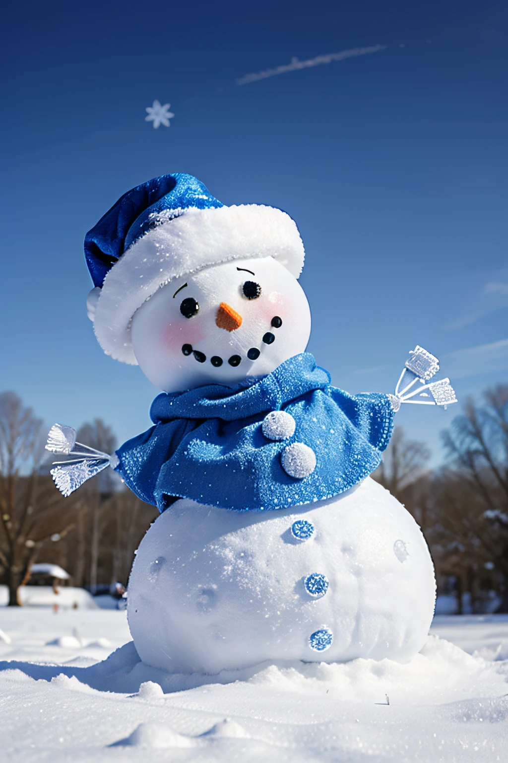 blue snowman for holiday card