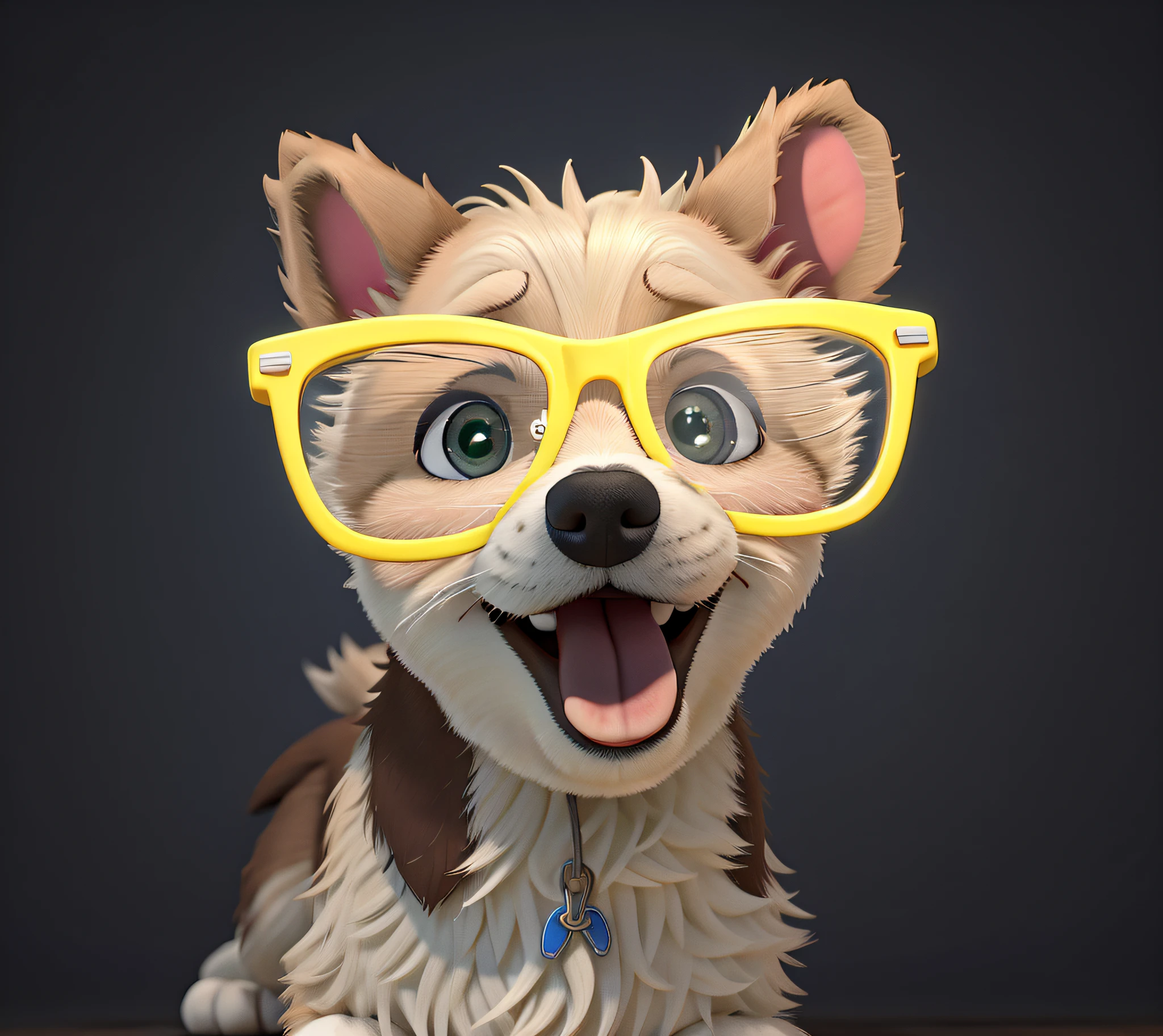 Dog in Disney Pixar style glasses, em alta qualidade