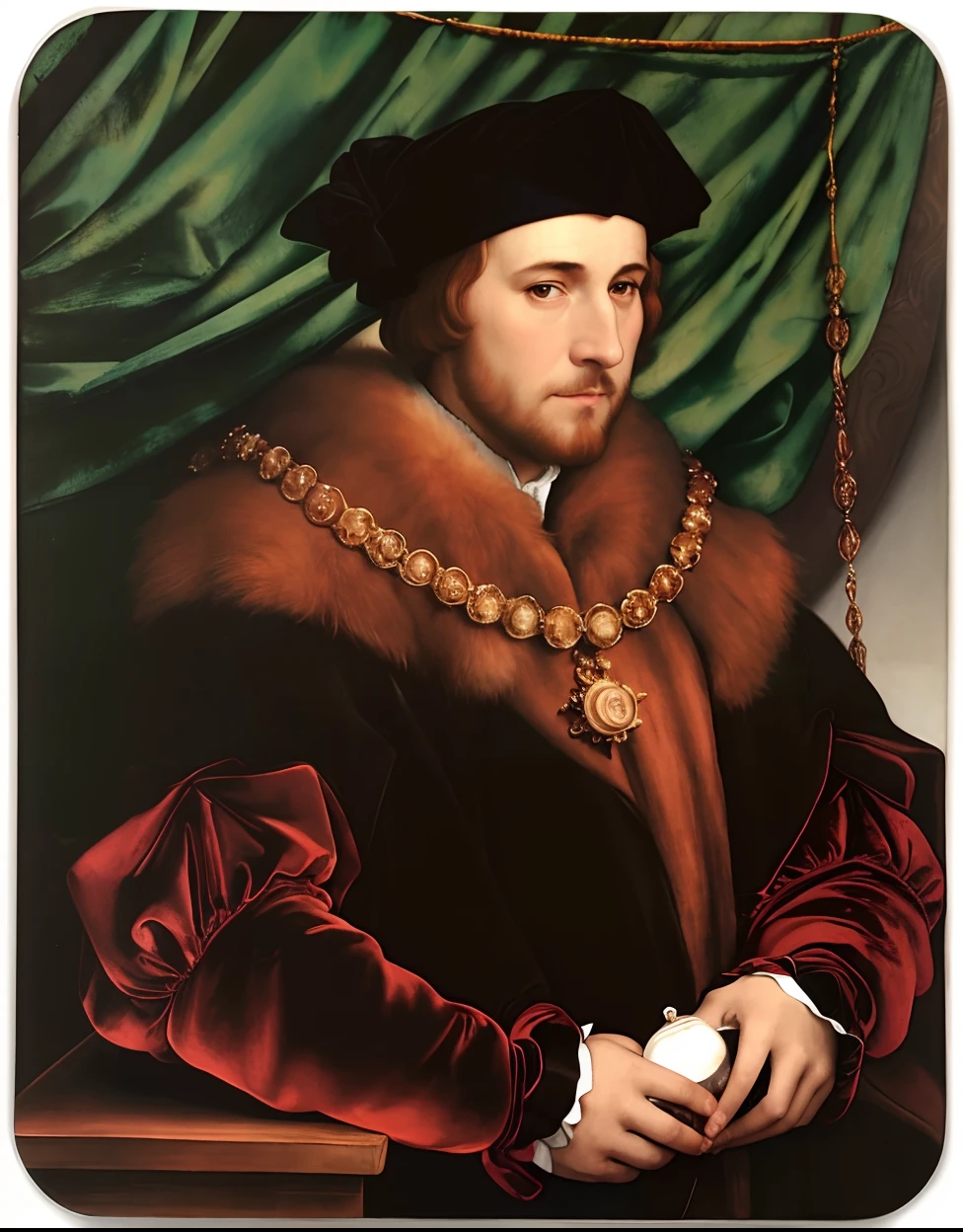 um close up de uma pintura de um homem com uma roupa marrom, Hans Holbein, inspirado por Hans Holbein, o Velho, inspirado em Ambrosius Holbein, inspirado em Hans Holbein, o Jovem, por Hans Holbein, o Velho, Directed by: Ambrosius Holbein, por Hans Holbein, o Jovem, pintado em 1530, inspirado por Thomas Tudor
