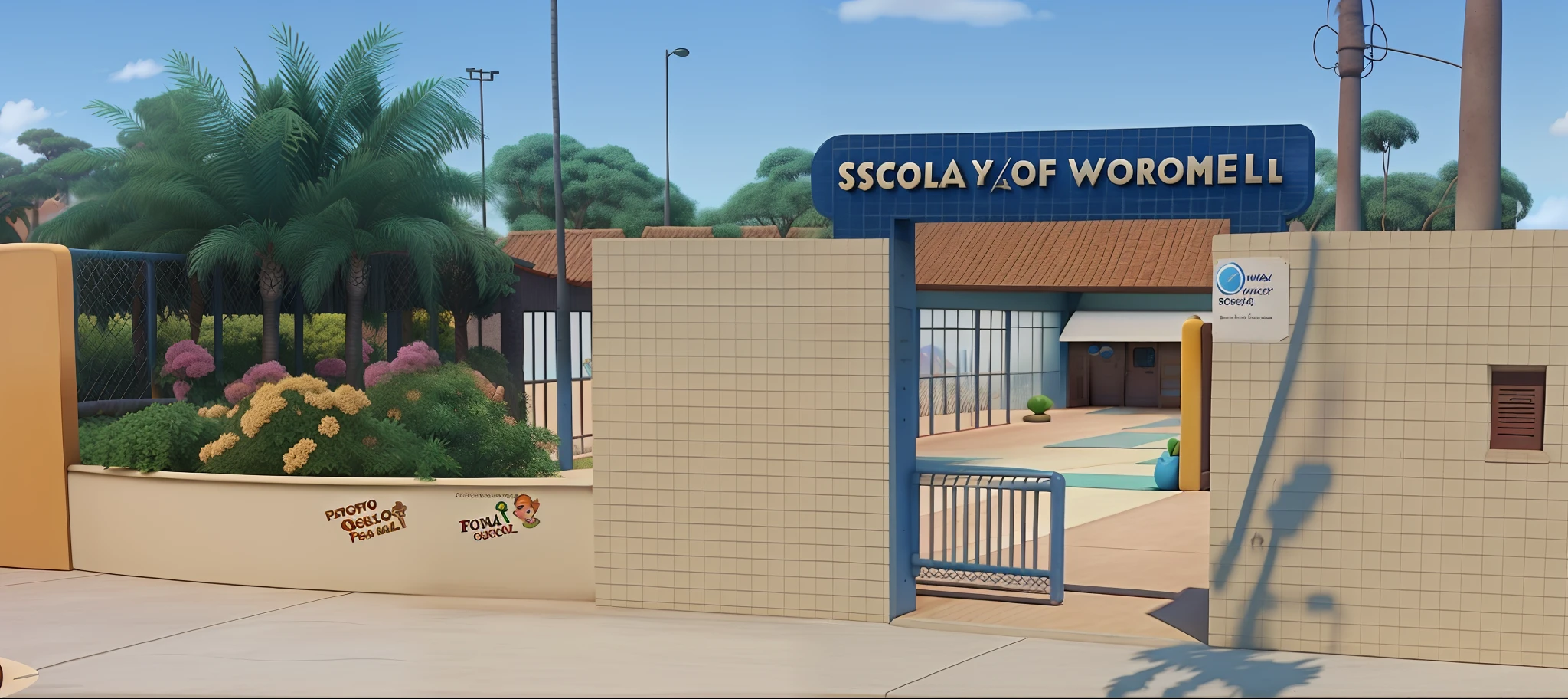 Cute cartoon colony, Houses near view in cartoon