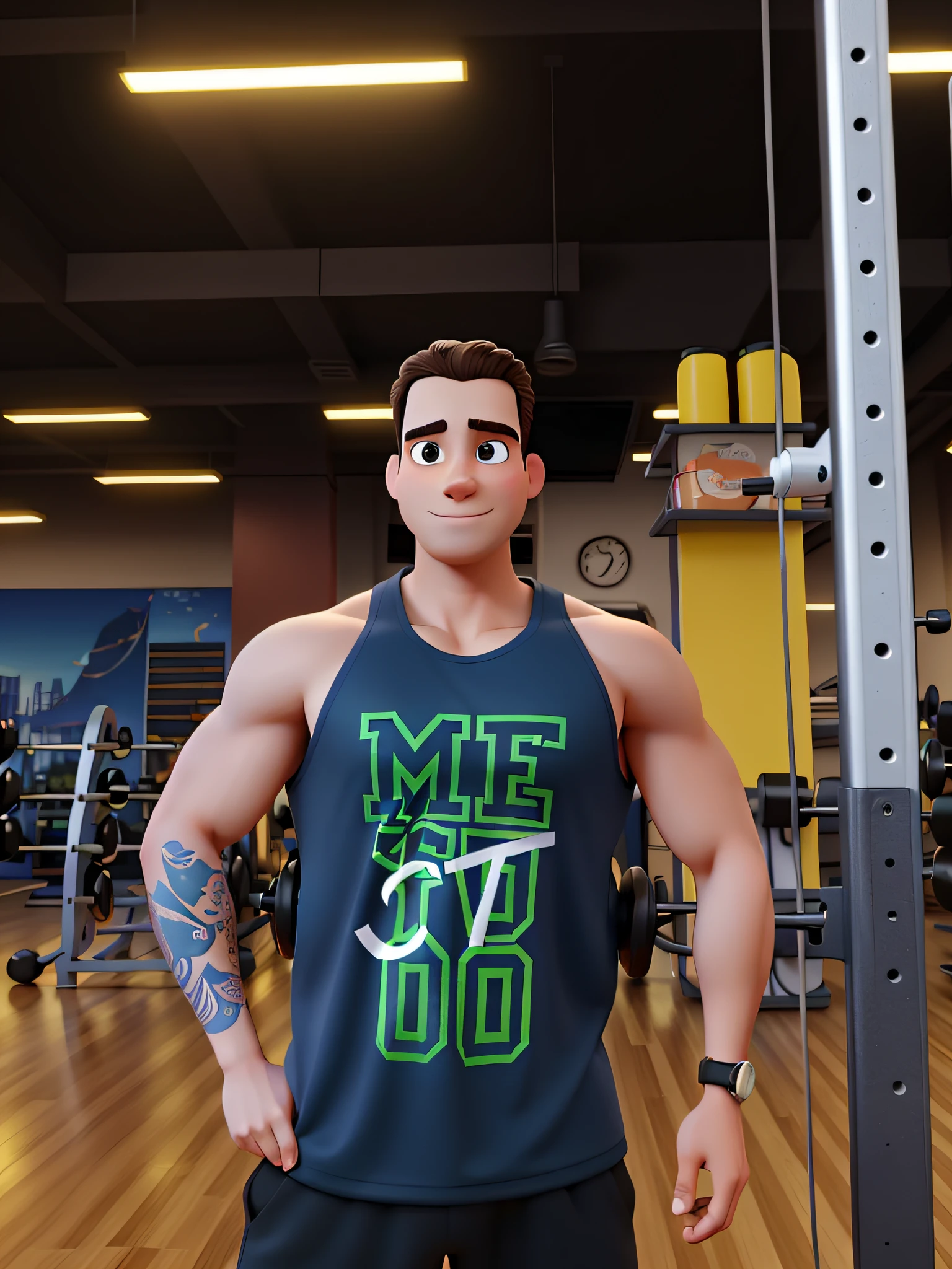 Um personal trainer estilo disney pixar, alta qualidade, melhor qualidade