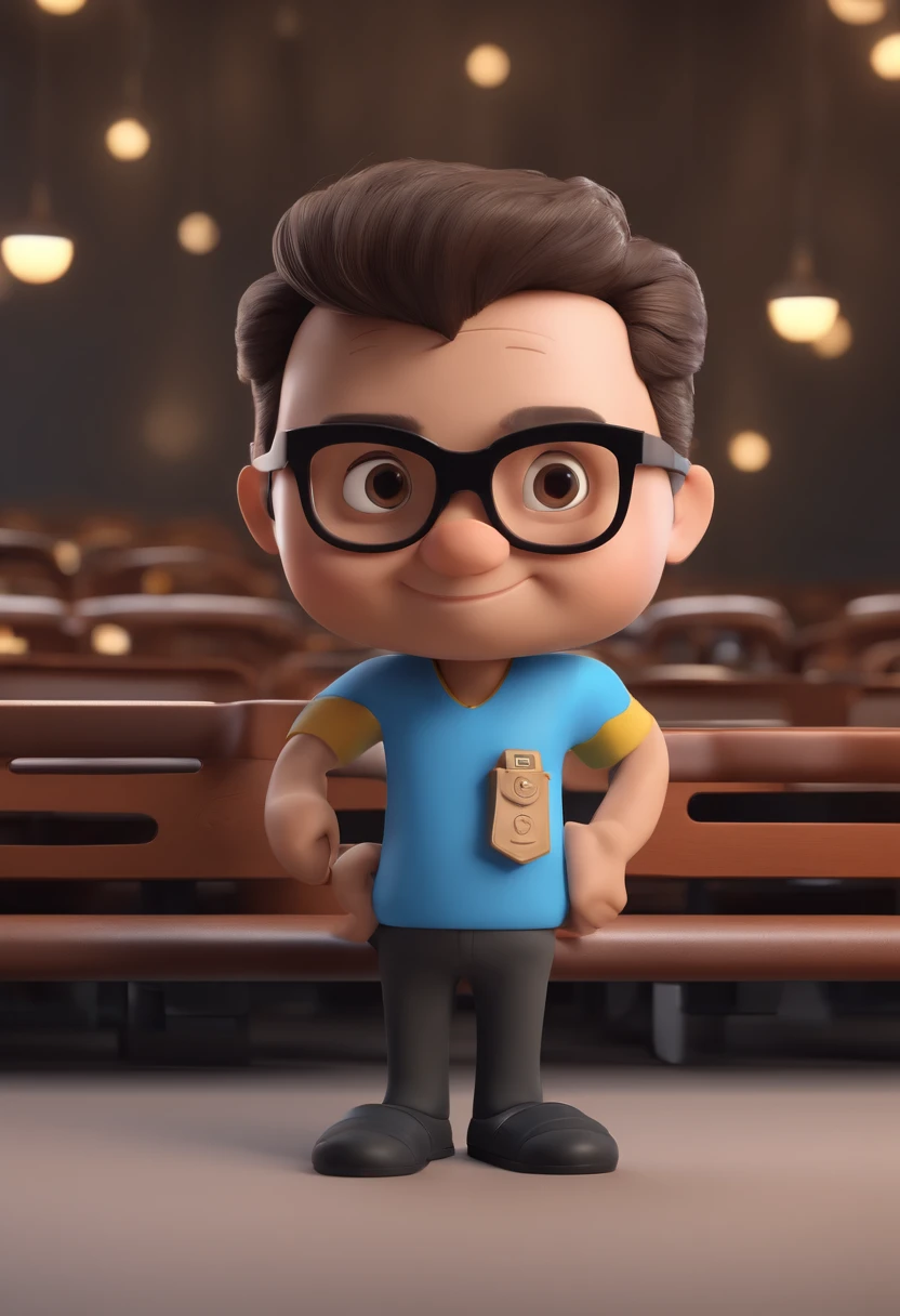 Cartoon character of a man with black glasses and a blue shirt, animation character, Caractere estilizado, animation style rendering, 3D estilizado, Arnold Maya render, 3 d render stylized, toon render keyshot, Personagem 3D, Personagem 3D, 3d rendering stylized, 3 d character render, personagem de desenho animado, Personagem de close up, Pose de personagem, (Estilo Pixar) (master part:1.2) (Bokeh) (best quality) (pele detalhada) (textura detalhada) (8k) (argila) (Cinematic lighting) (foco nítido