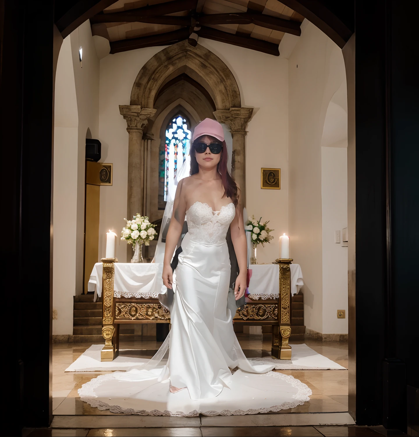 Senario de um casamento em meio ao altar