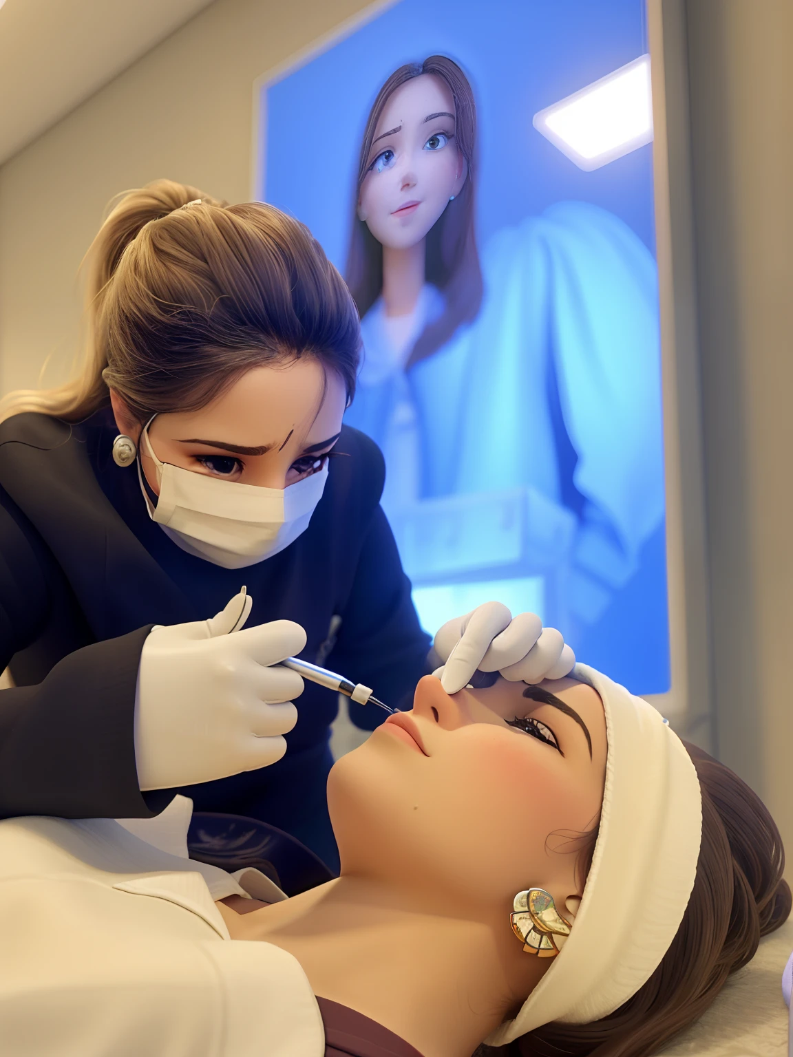 Woman getting an injection in her nose at a dental clinic, facial precision, Detalhe facial requintado, Directed by: David Ruby, symetrical facial, Directed by: Emma Andijewska, by Gina Pellón, Directed by: Matija Jama, 1614572159, simetria facial perfeita, Directed by: Judith Gutierrez, by Amelia Peláez