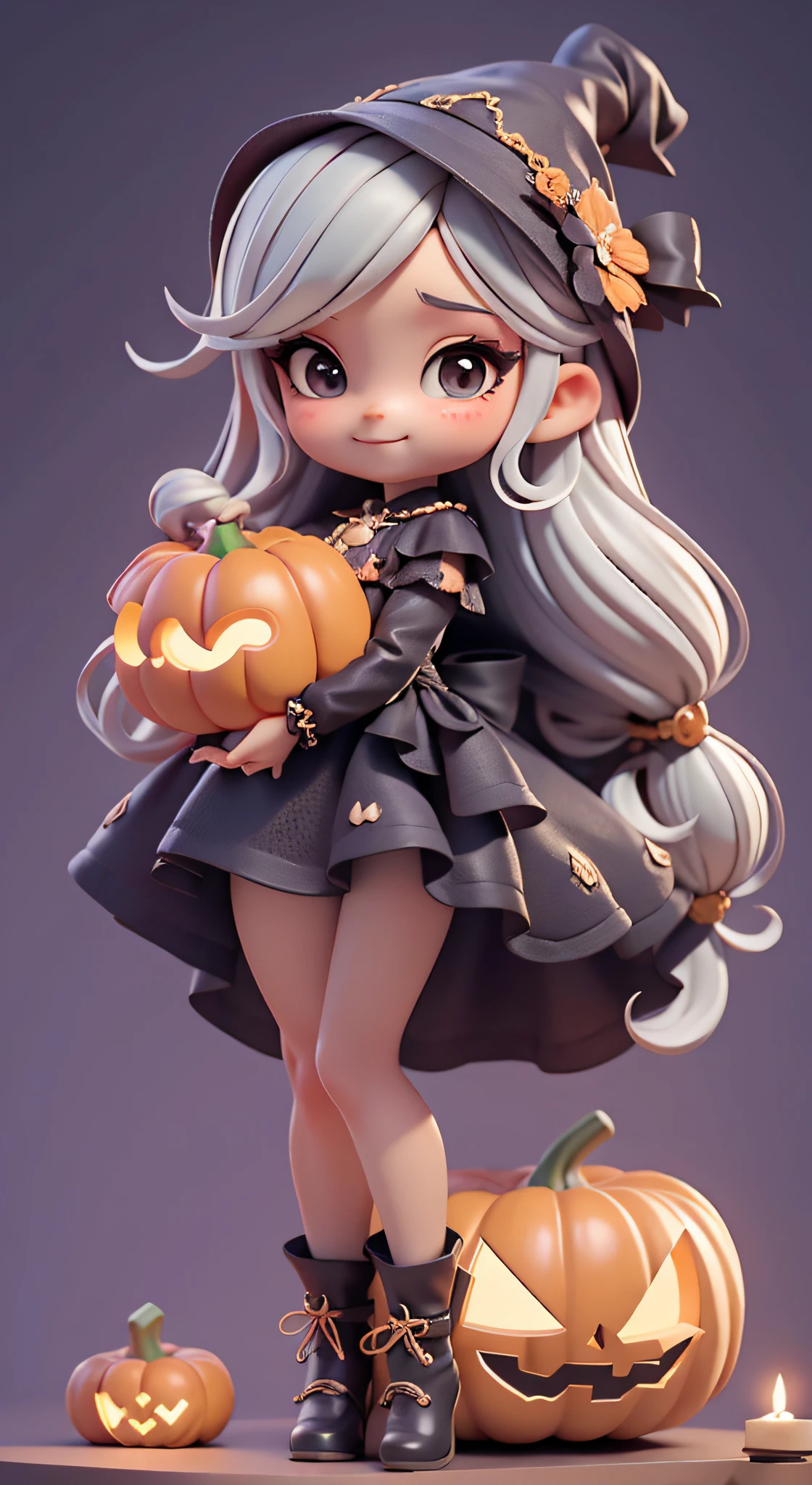 Create a high-quality 18K version of the character, master part, pumpkins , aboboras morangas, aboboras, abóboroas monstruososas. Baby Chibi hallowen Vanellope : Deve ficar charmoso e bonito, Keep the iconic elements of the original character. hallowen should have a round face with large dimensions, olhos claros, long eyelashes and hallowen cheeks. Seu cabelo deve ser longo e tons preto slime . Vestido bonito: Vestir chibi moranguinho em um vestido luxuoso e elegante em tons hallowen . O vestido pode ter babados, renda & detalhes feitos de doces, A reference to the hallowen theme . Add loops or ribbons, Para dar um toque de delicadeza. avental & Arco : Adicione um avental hallowen sobre o vestido de Chibi, It is tied at the waist with a thin bow. O avental pode ter pequenos detalhes, como bolsos ou bordados finos. Meias e botas luxuosa : Complete o look chibi moranguinho com meias listradas rosa e brancas ou detalhes divertidos. standingn, Coloque botas bonitos, com gravatas ou fivelas. Magic Accessories: Add charming accessories to the chibi . You can also get your hands on a cute huge abóbora . Certifique-se de adicionar sombras, texturas e detalhes nos cabelos, moranguinho Chibi , Pumpkins Suits & Accessories, to make it even more charming and charming. Give him a smiling expression and a smile on his face, Capturing the essence of the character in a subtle way, delicate hands, ((Pumpkins Scenery, Pumpkin Carriage Pumpkin Cauldrons, million pumpkins and giant bats UHD 16K))